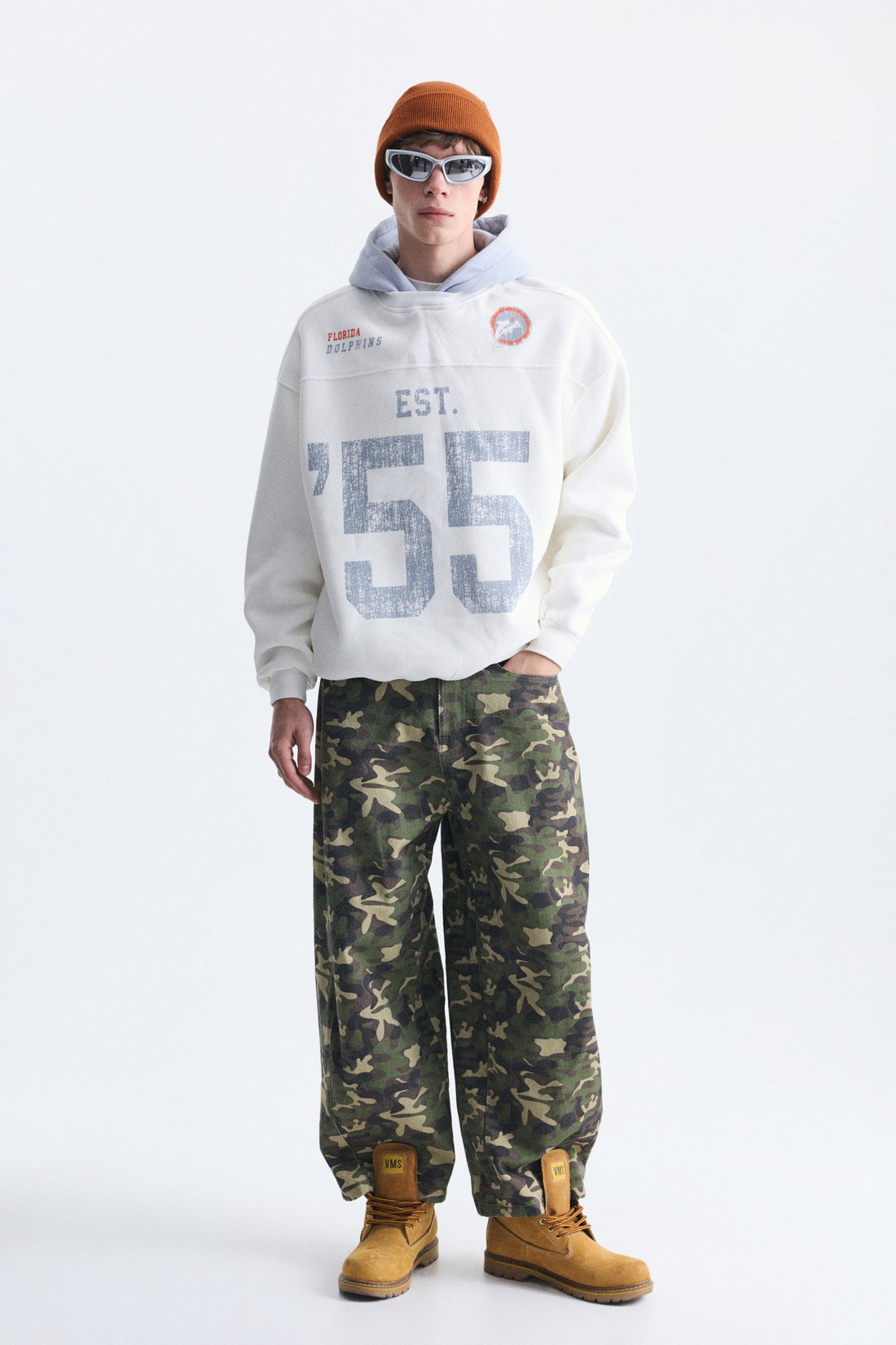 Oversize Baskılı Kapüşonlu Sweatshirt