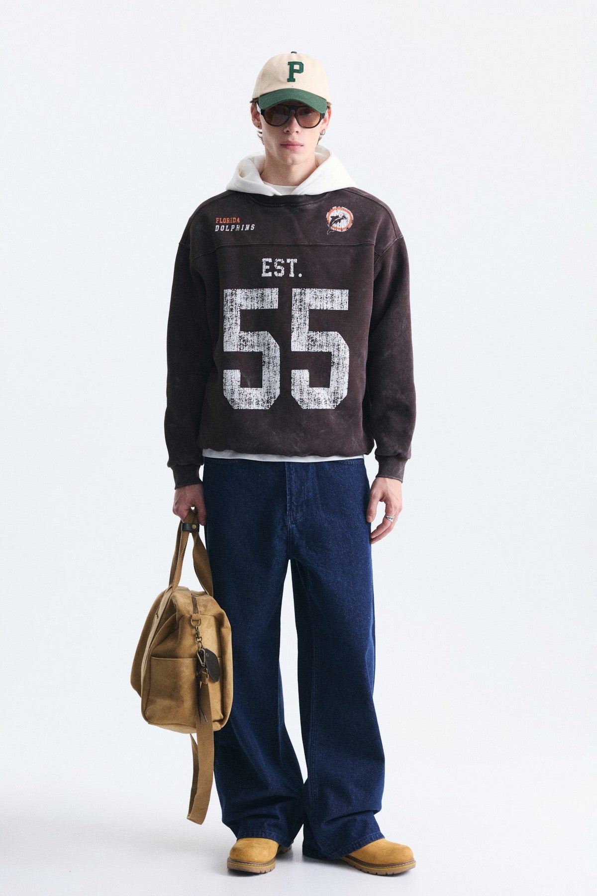 Oversize Baskılı Kapüşonlu Sweatshirt