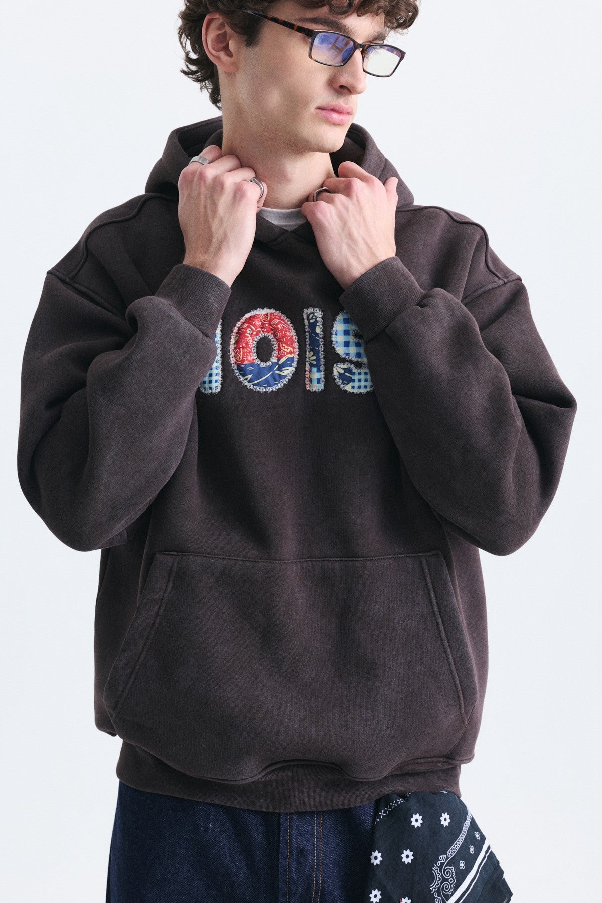 Nakışlı Oversize Kapüşonlu Sweatshirt
