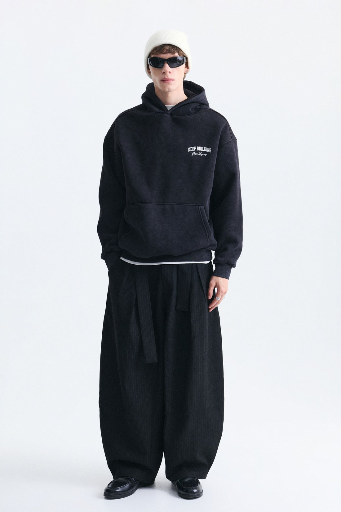 Oversize Yıkamalı Kapüşonlu Sweatshirt