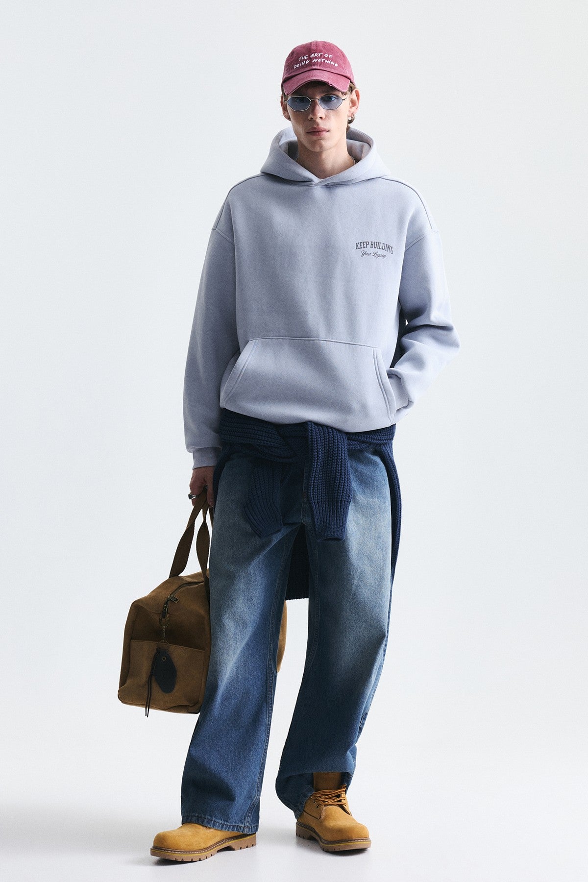 Oversize Yıkamalı Kapüşonlu Sweatshirt