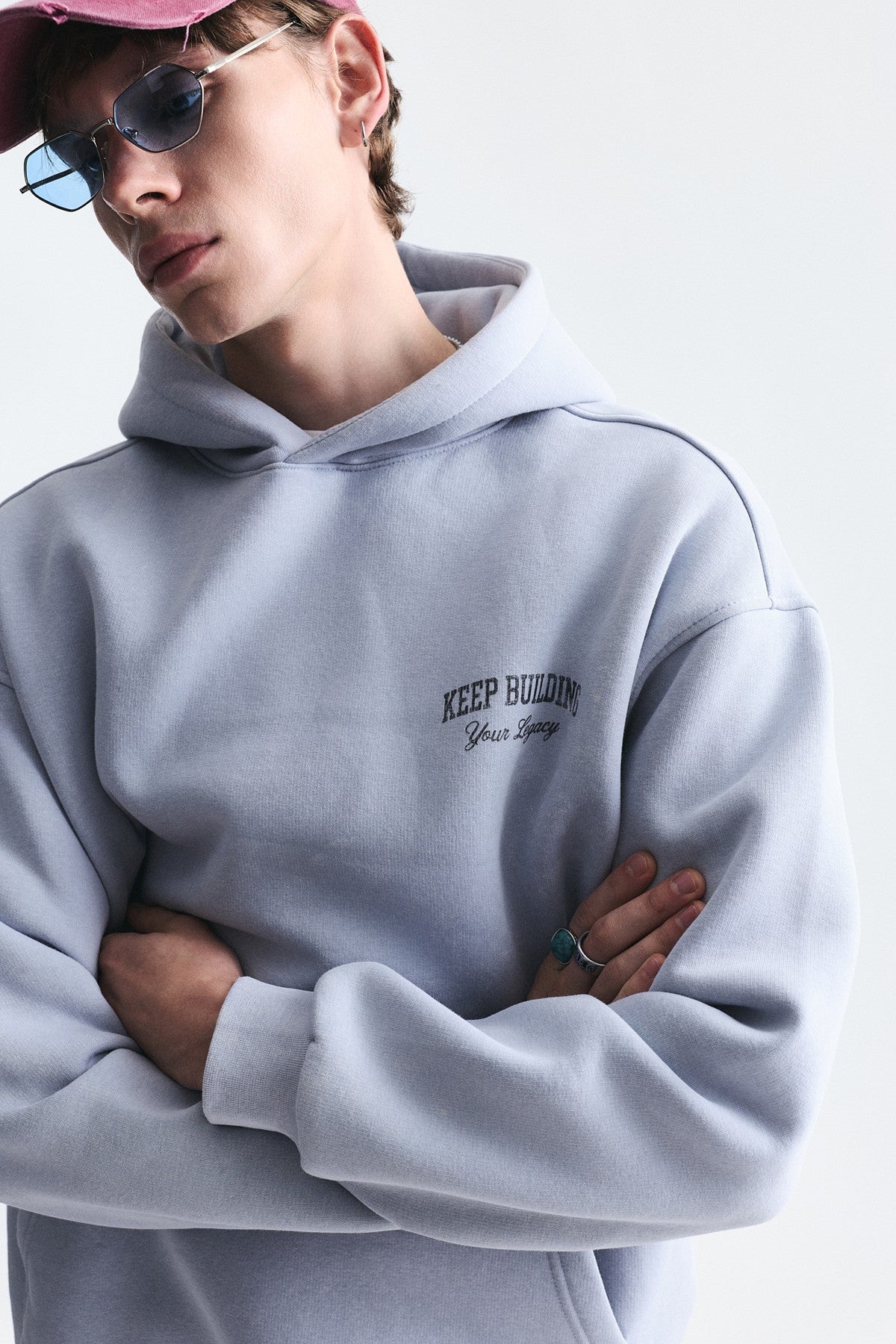 Oversize Yıkamalı Kapüşonlu Sweatshirt