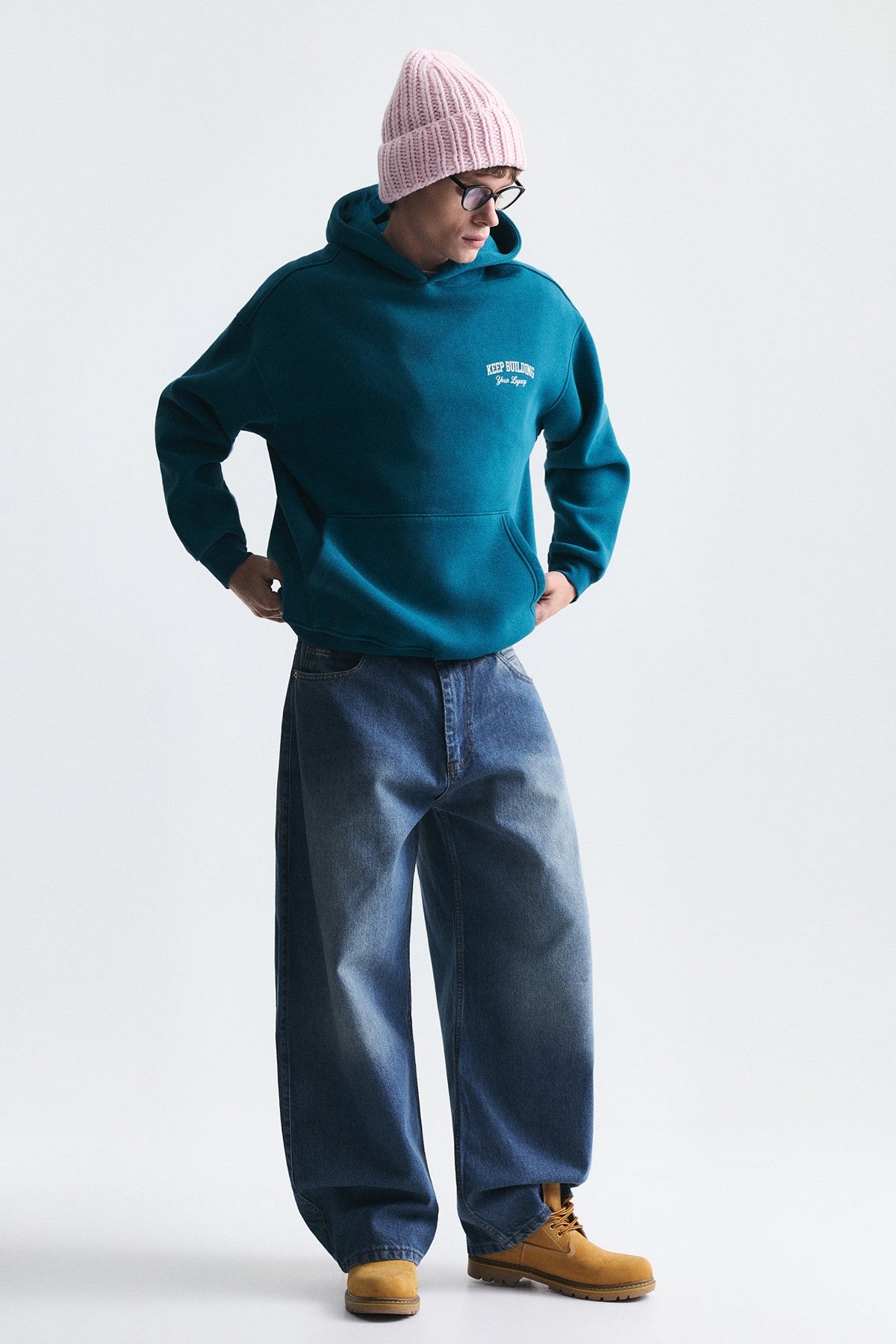 Oversize Yıkamalı Kapüşonlu Sweatshirt