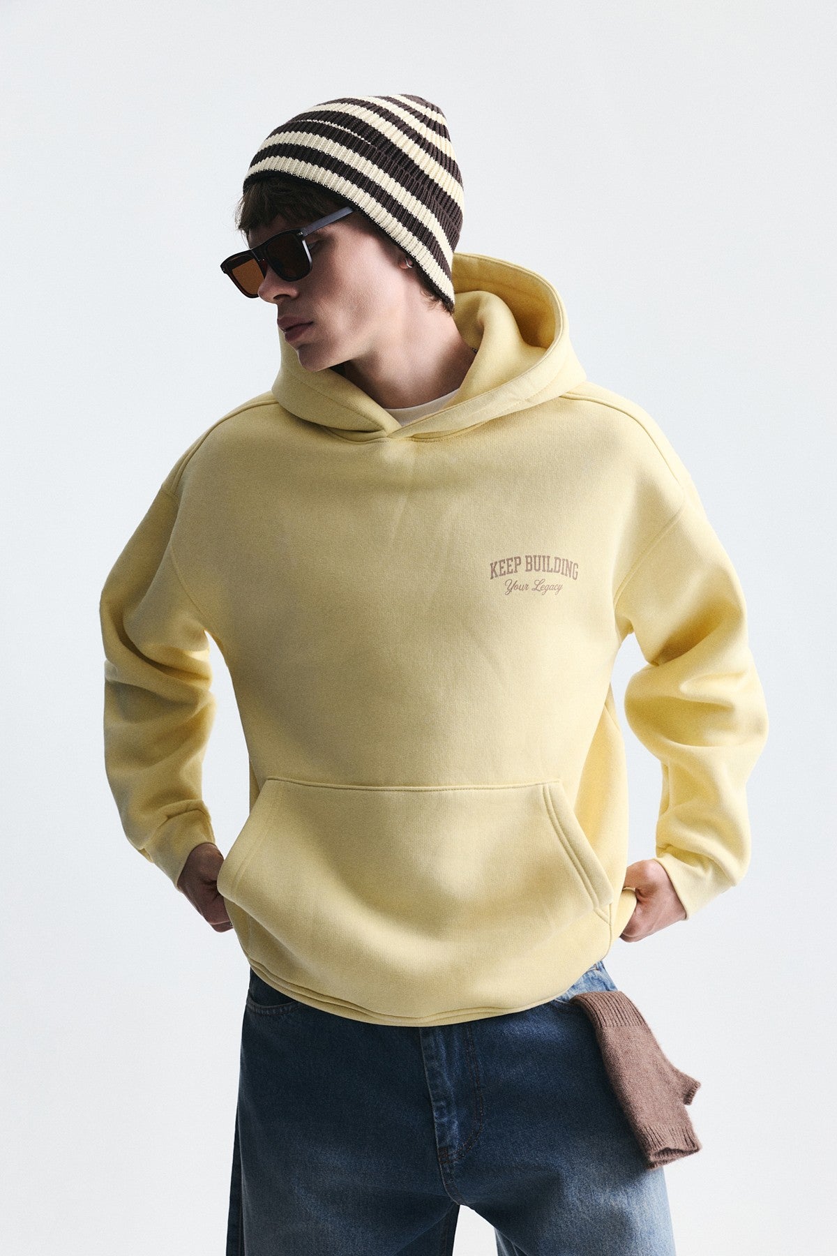 Oversize Yıkamalı Kapüşonlu Sweatshirt