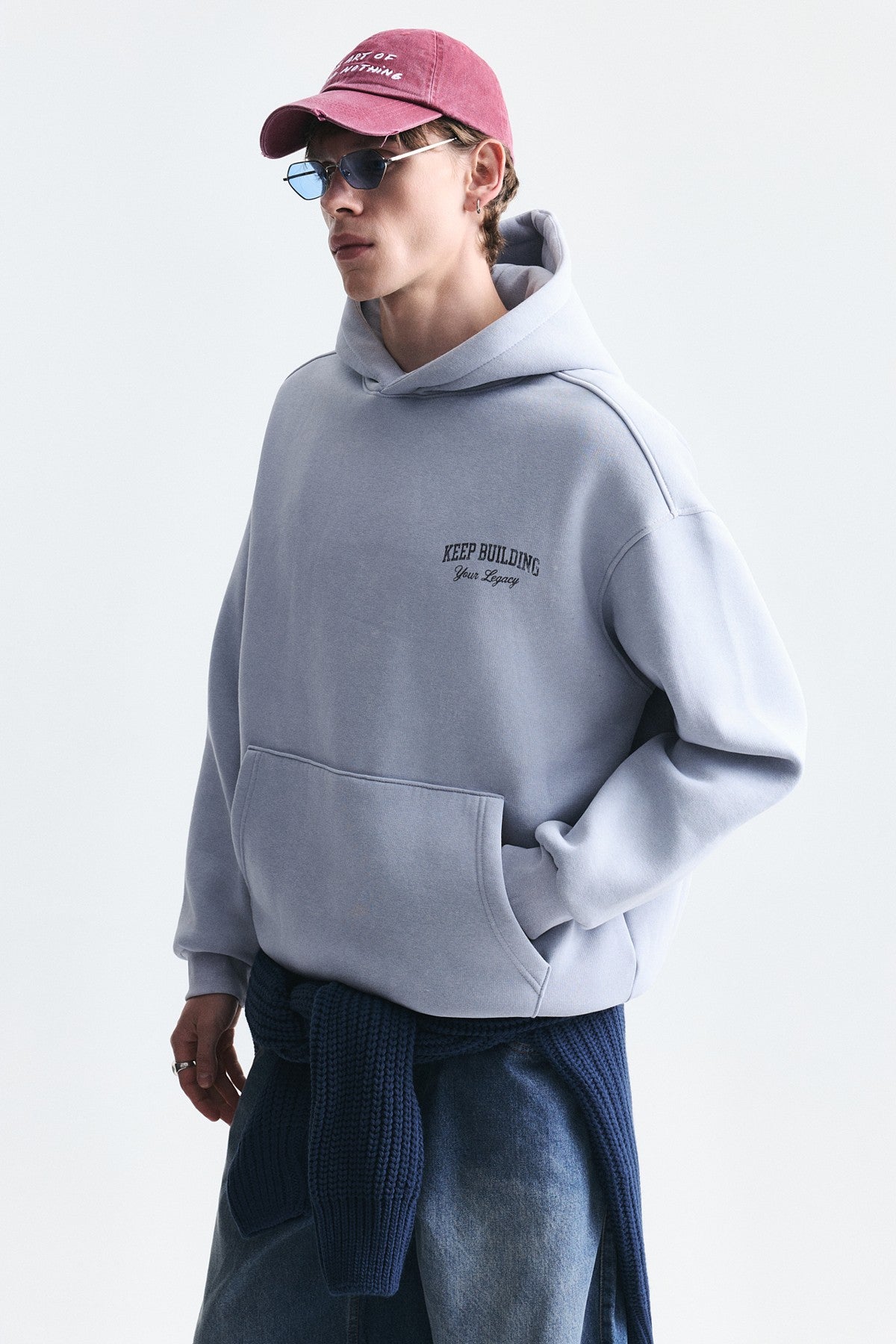 Oversize Yıkamalı Kapüşonlu Sweatshirt