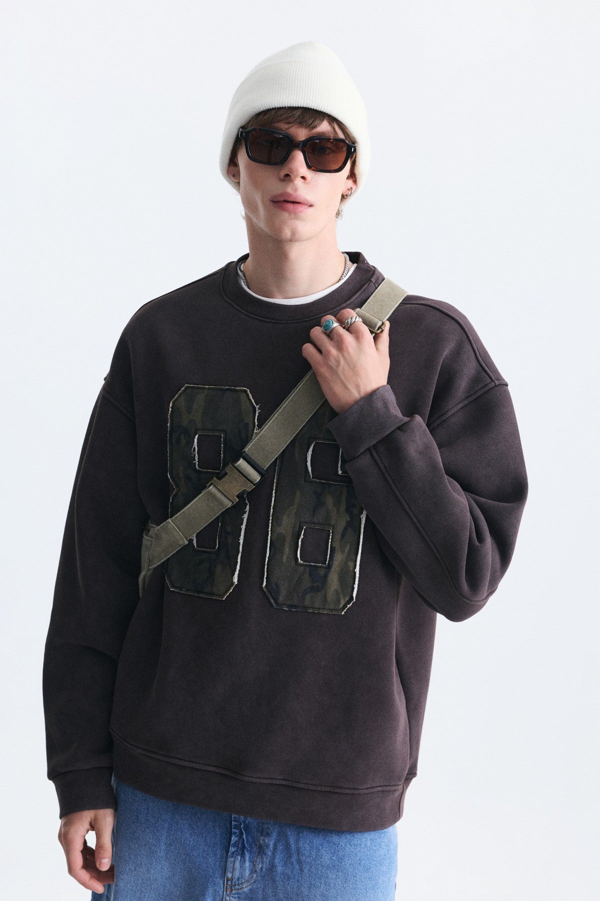 Oversize Bisiklet Yaka Sweatshirt