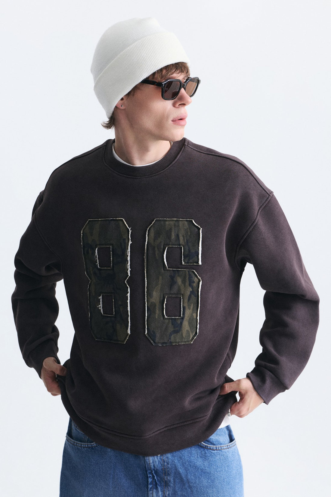 Oversize Bisiklet Yaka Sweatshirt