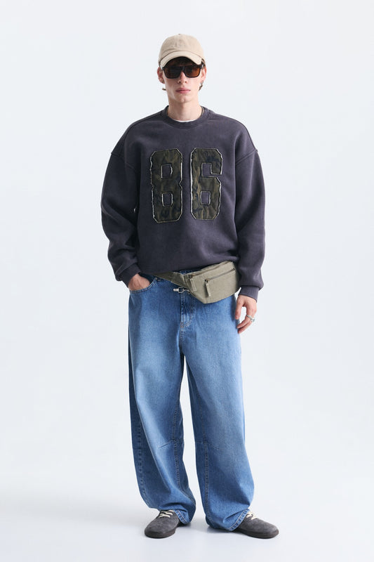 Oversize Bisiklet Yaka Sweatshirt