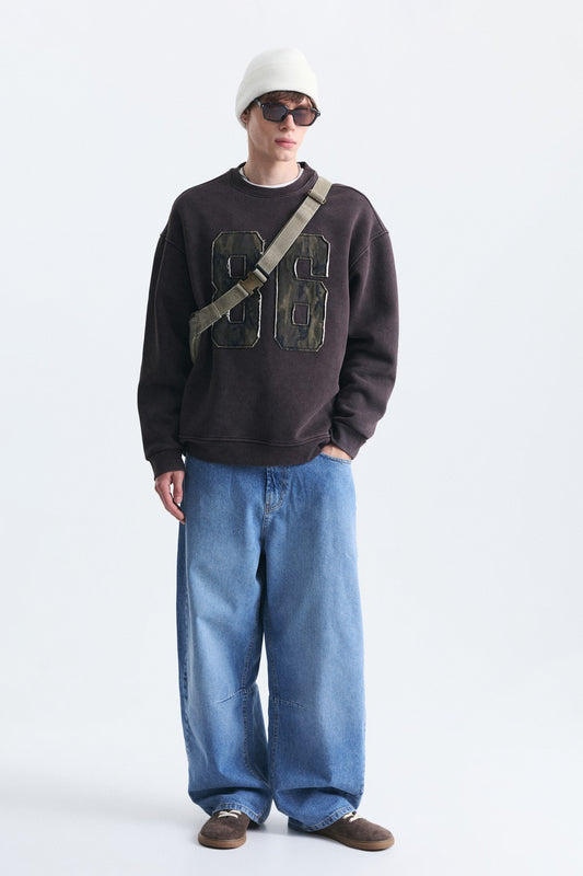 Oversize Bisiklet Yaka Sweatshirt