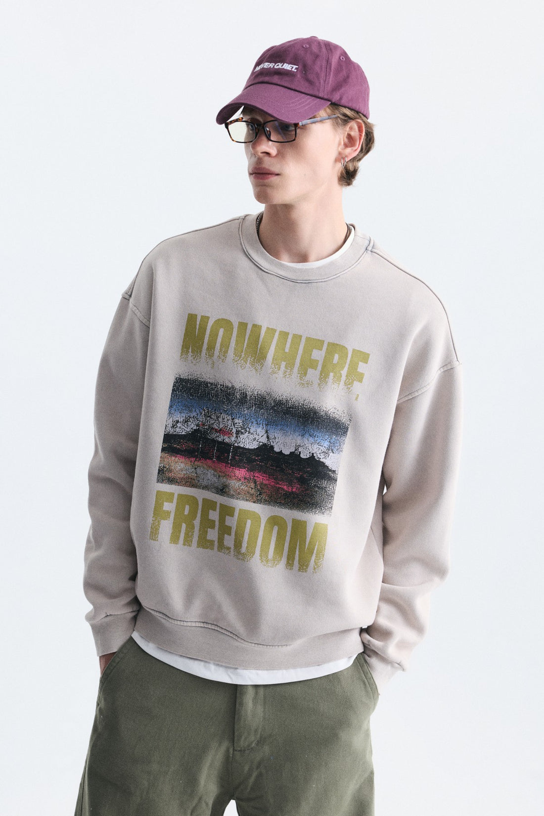 Oversize Yıkamalı Bisiklet Yaka Sweatshirt