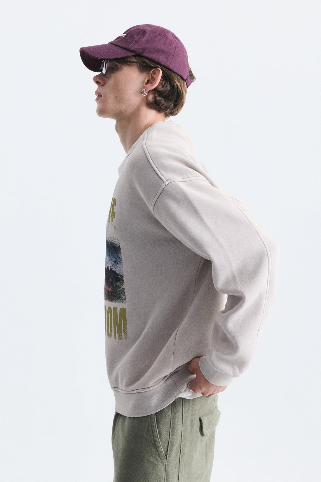 Oversize Yıkamalı Bisiklet Yaka Sweatshirt