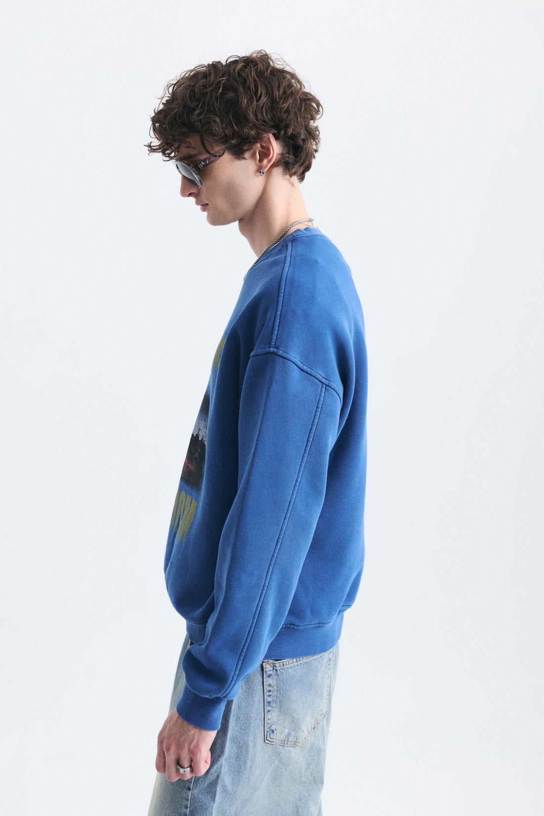 Oversize Yıkamalı Bisiklet Yaka Sweatshirt