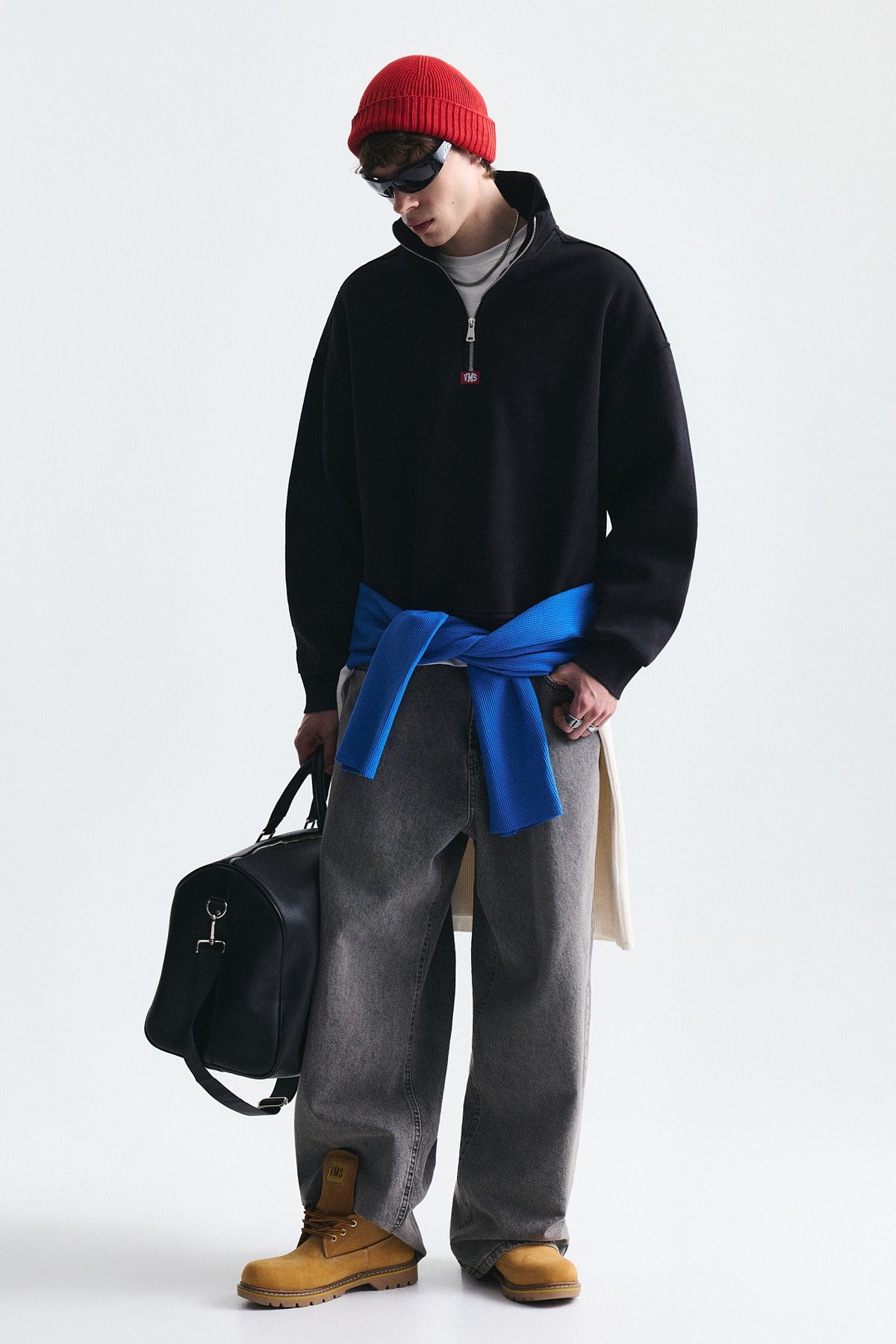 Fermuarlı Dik Yaka Boxy Fit Sweatshirt