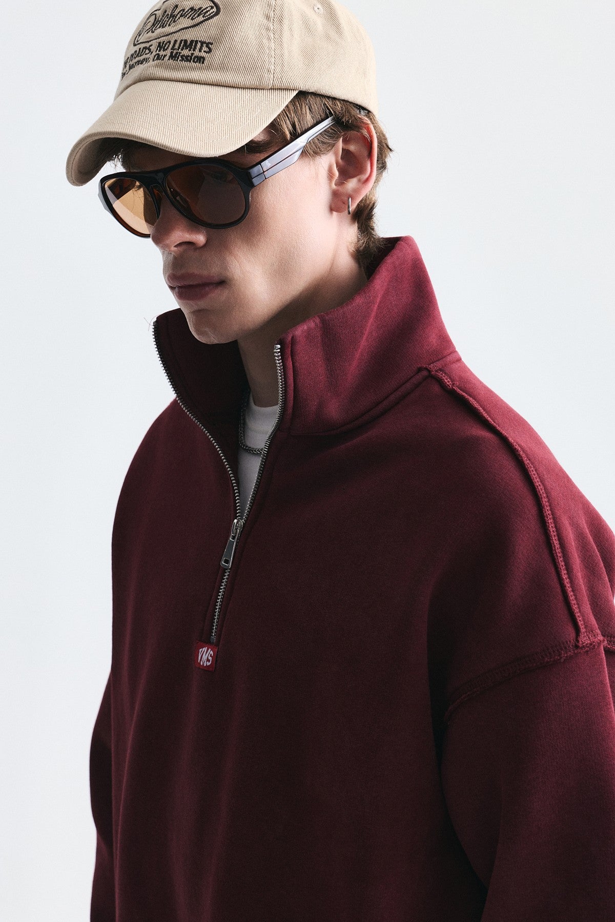 Fermuarlı Dik Yaka Boxy Fit Sweatshirt