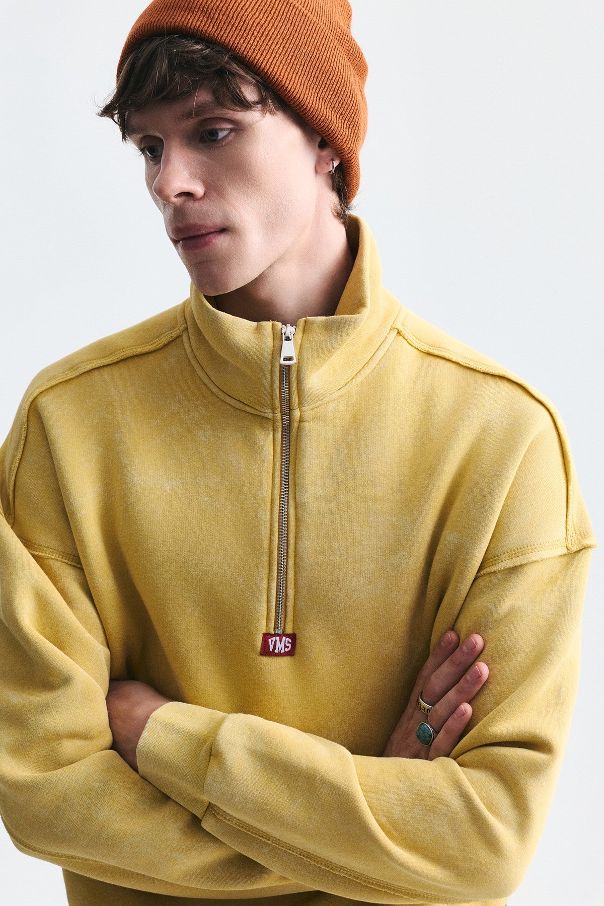 Fermuarlı Dik Yaka Boxy Fit Sweatshirt