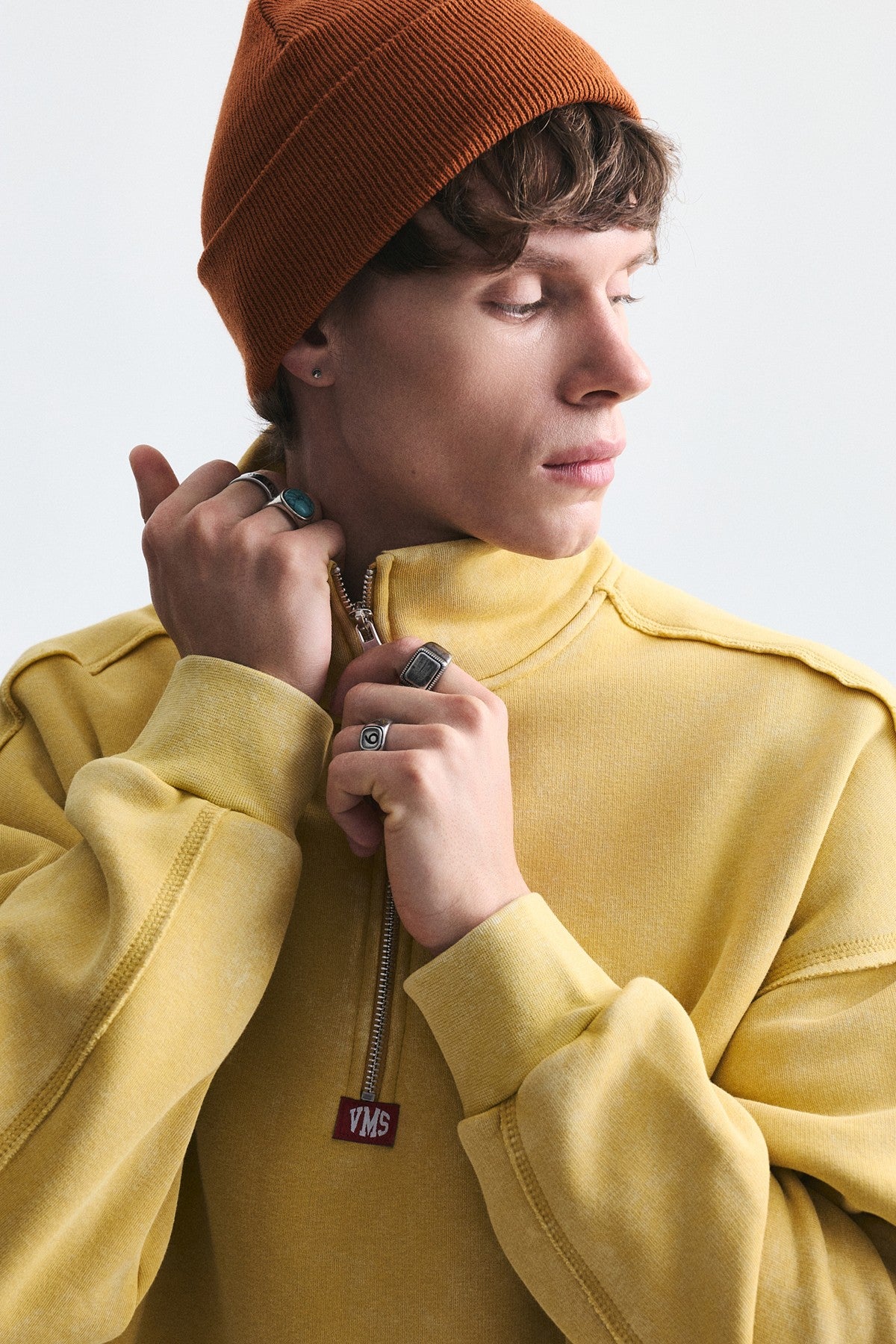 Fermuarlı Dik Yaka Boxy Fit Sweatshirt