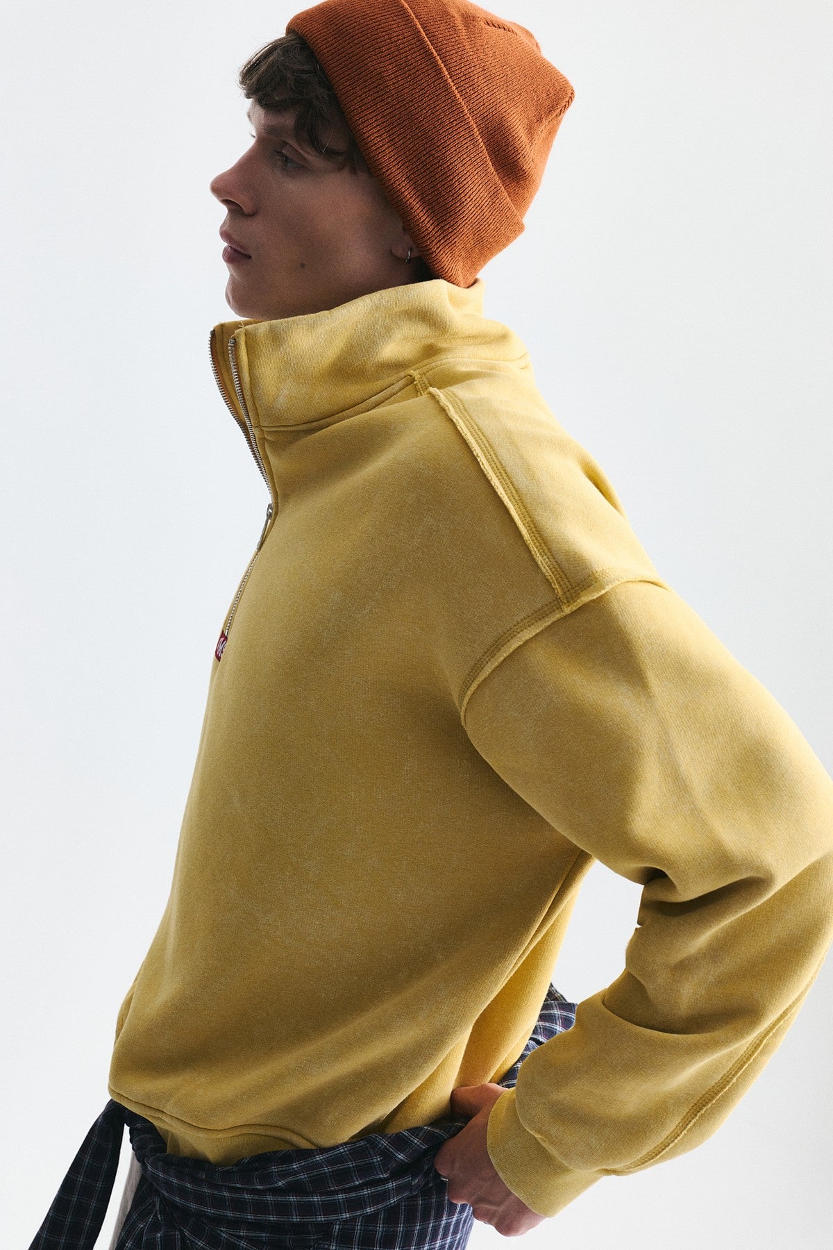 Fermuarlı Dik Yaka Boxy Fit Sweatshirt