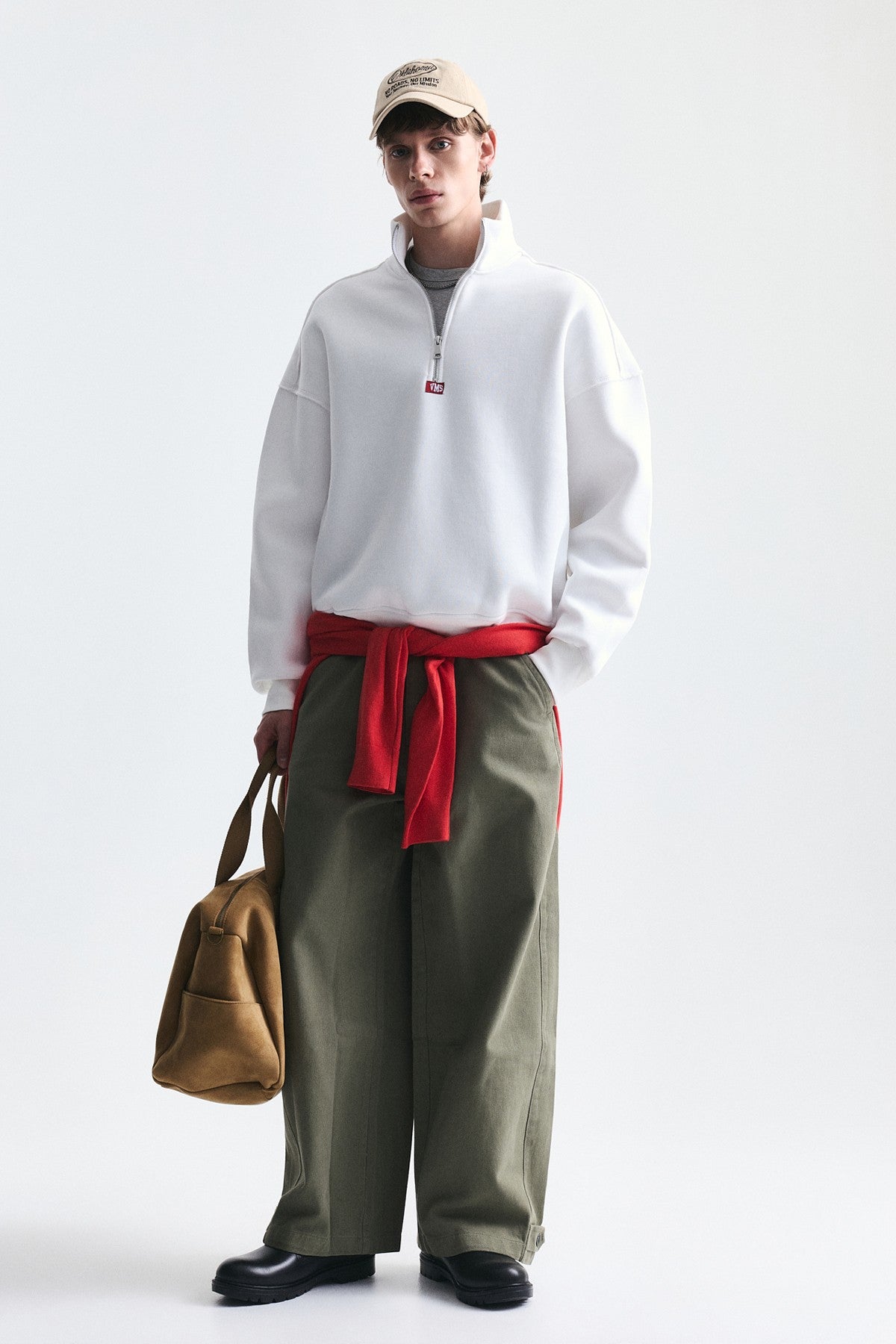 Fermuarlı Dik Yaka Boxy Fit Sweatshirt