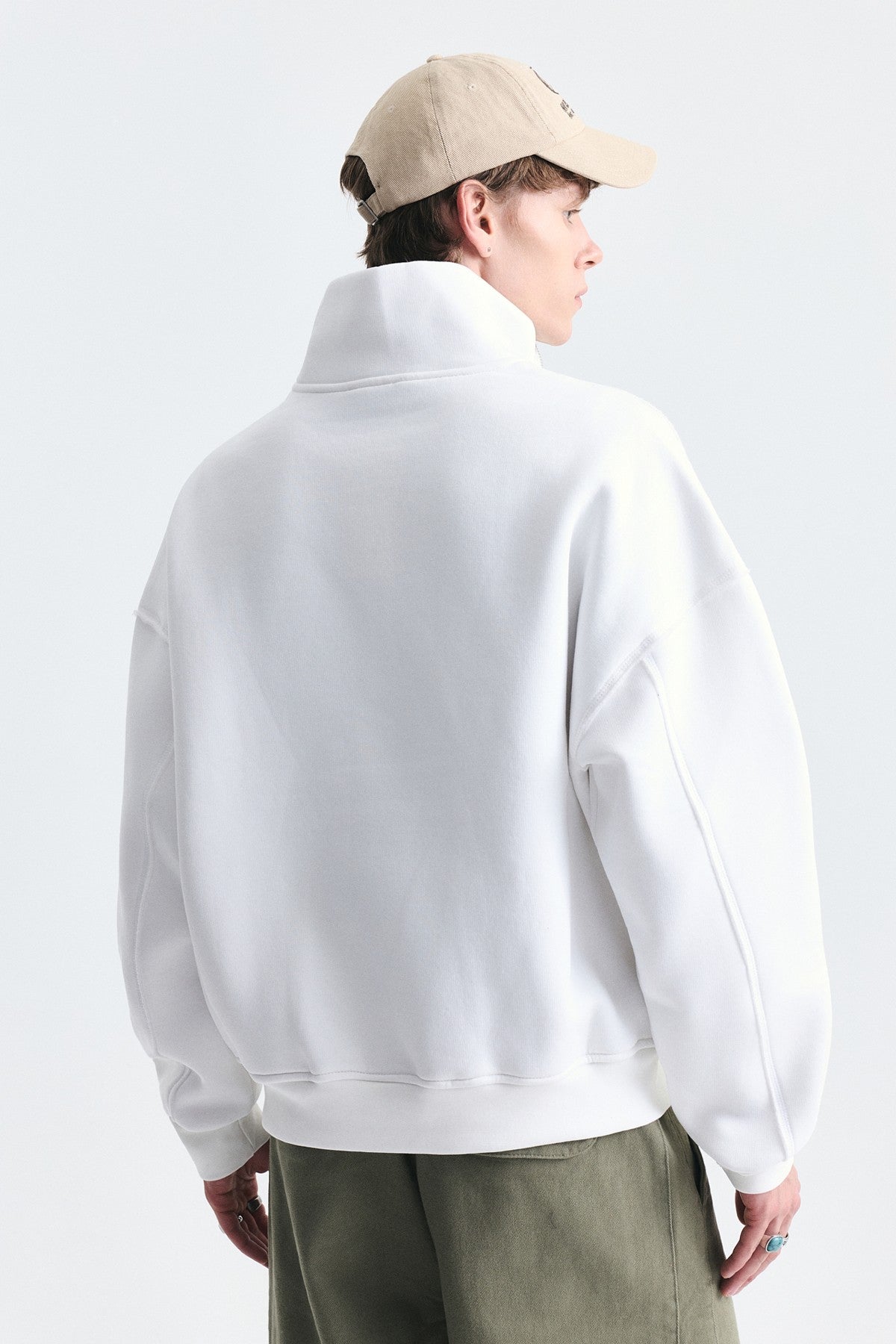 Fermuarlı Dik Yaka Boxy Fit Sweatshirt