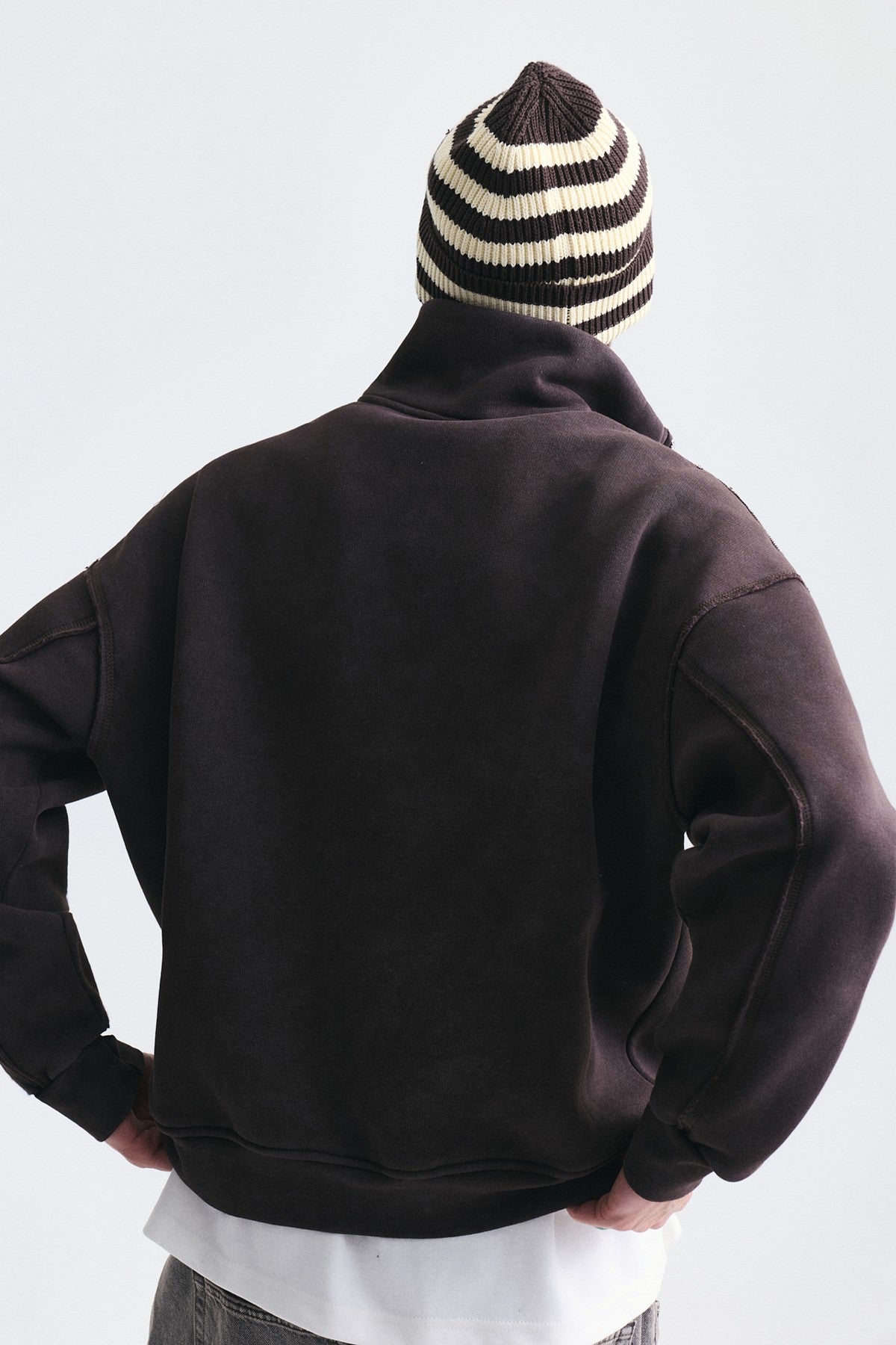 Fermuarlı Dik Yaka Boxy Fit Sweatshirt