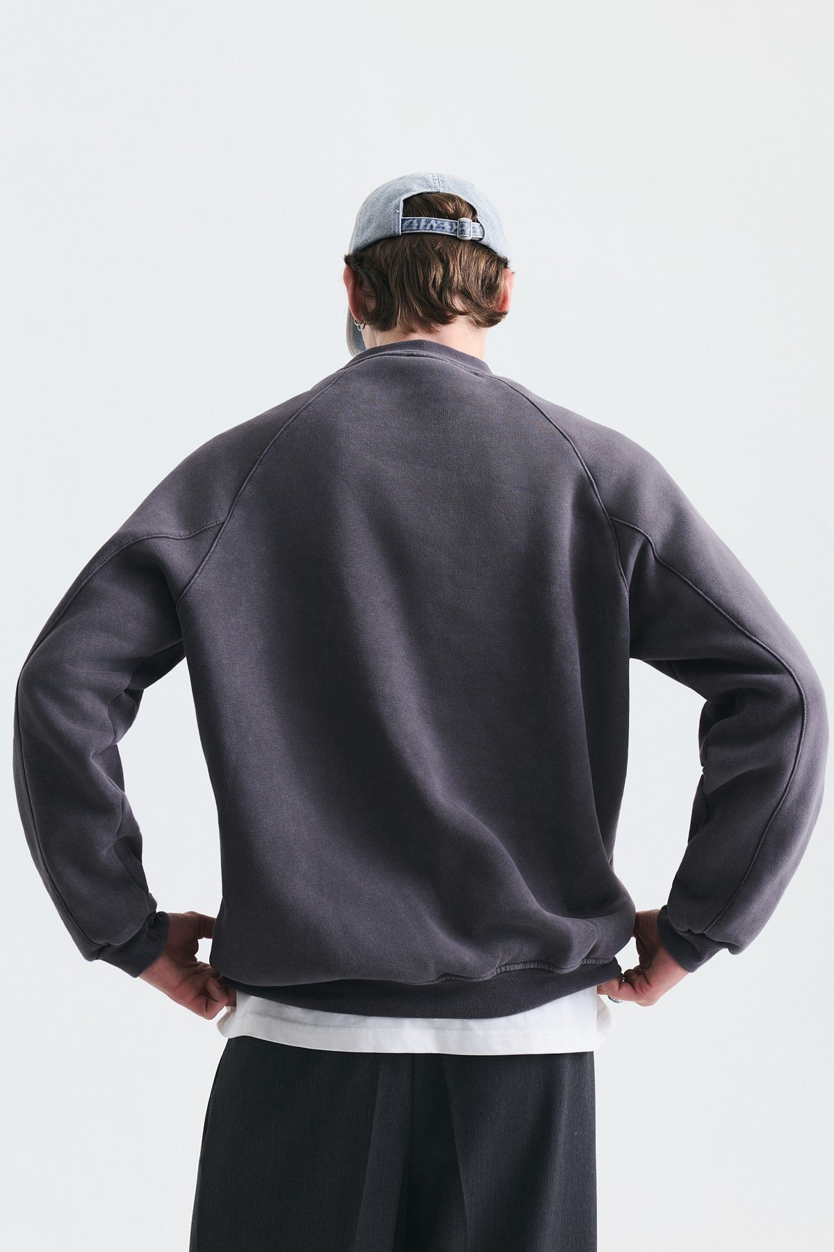 Oversize Baskılı Bisiklet Yaka Sweatshirt