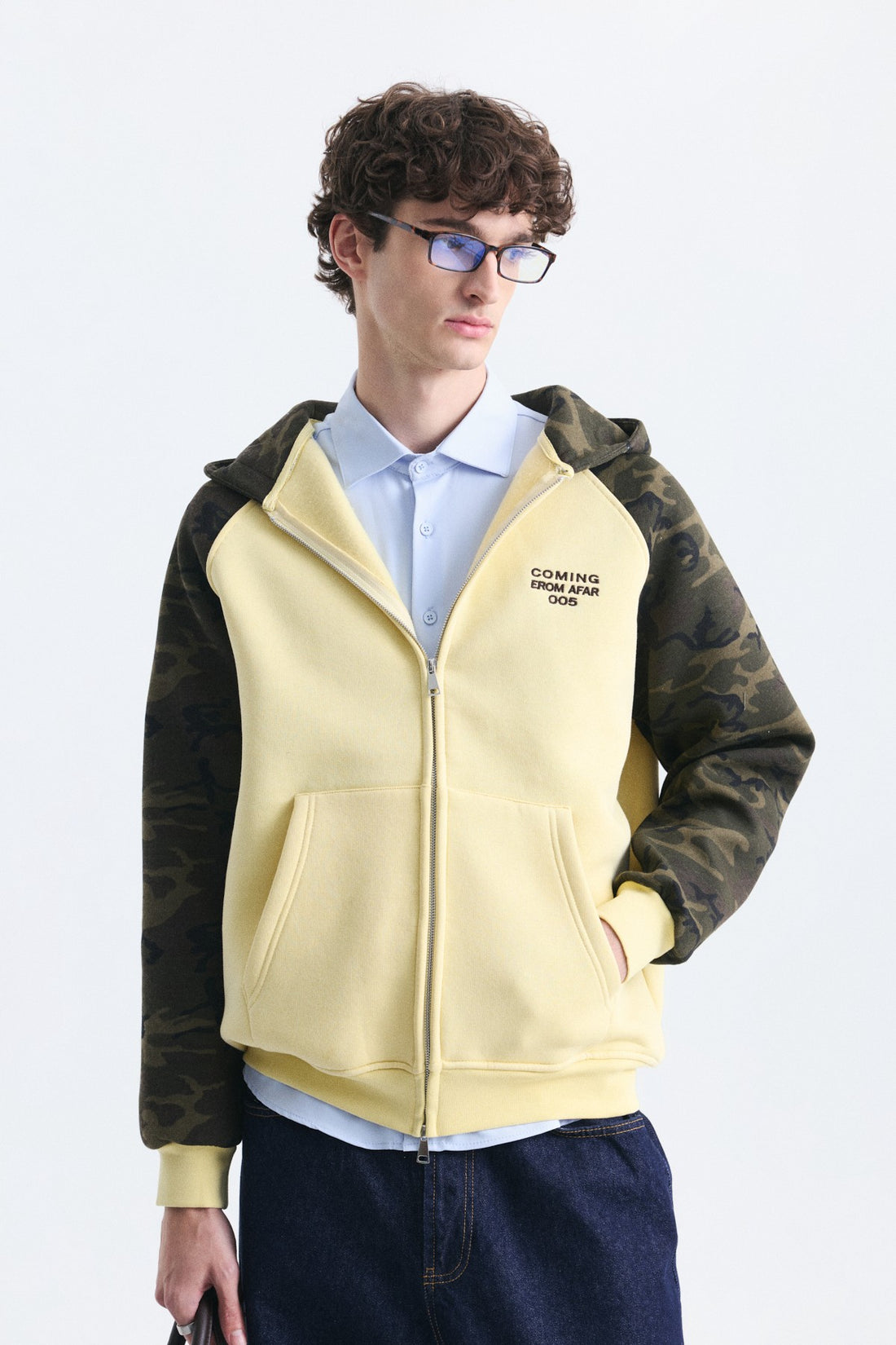 Kamuflaj Desenli Fermuarlı Sweatshirt