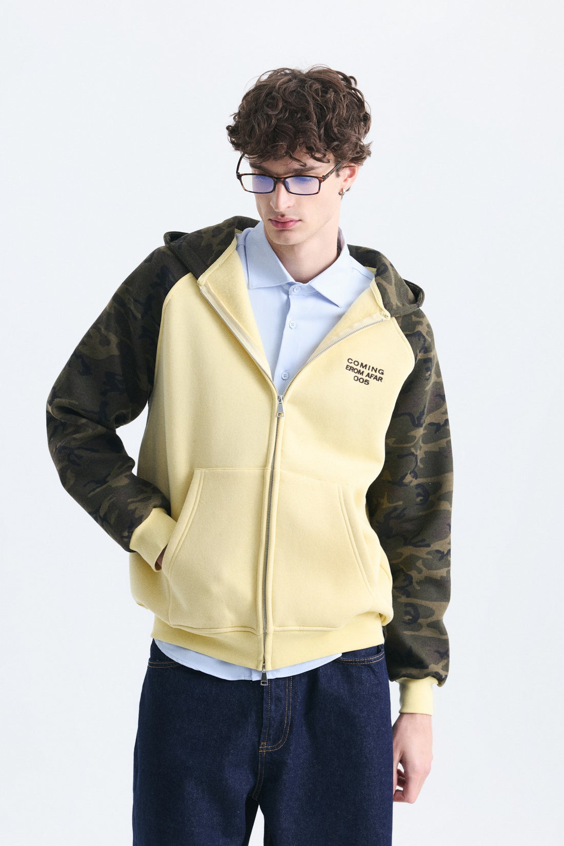Kamuflaj Desenli Fermuarlı Sweatshirt