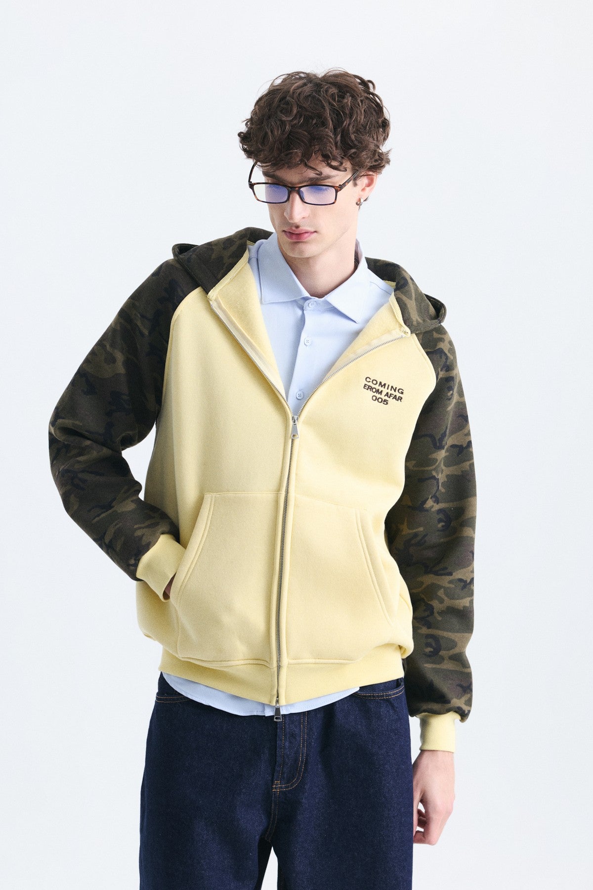 Kamuflaj Desenli Fermuarlı Sweatshirt
