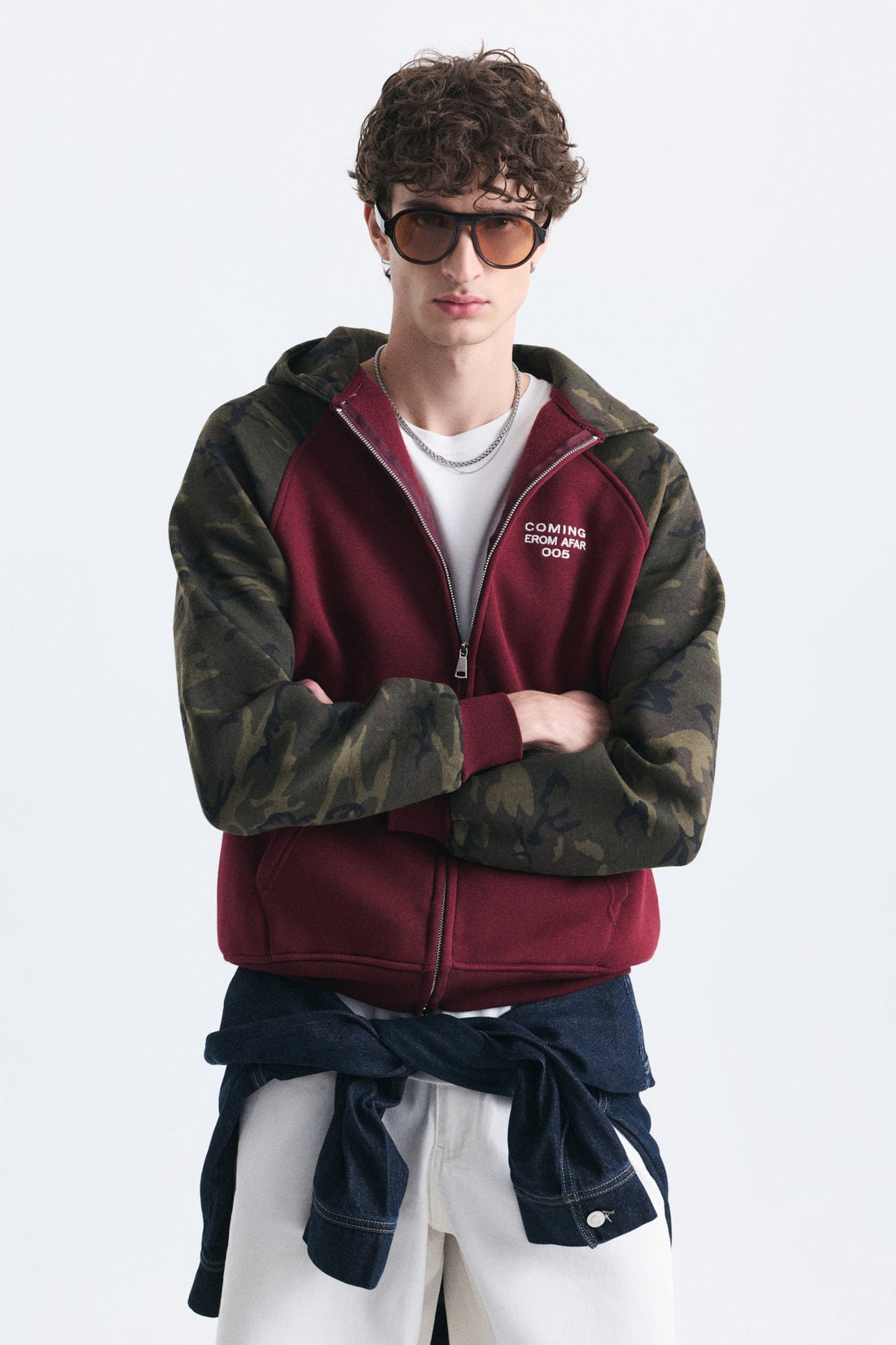 Kamuflaj Desenli Fermuarlı Sweatshirt