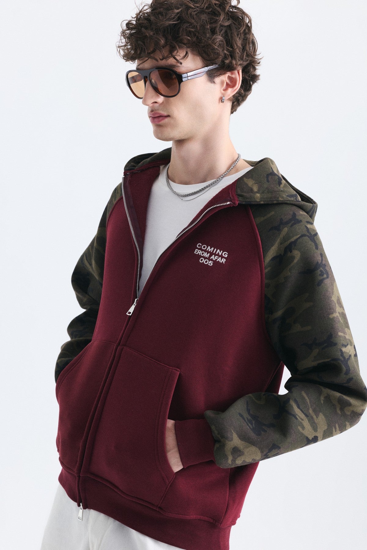 Kamuflaj Desenli Fermuarlı Sweatshirt