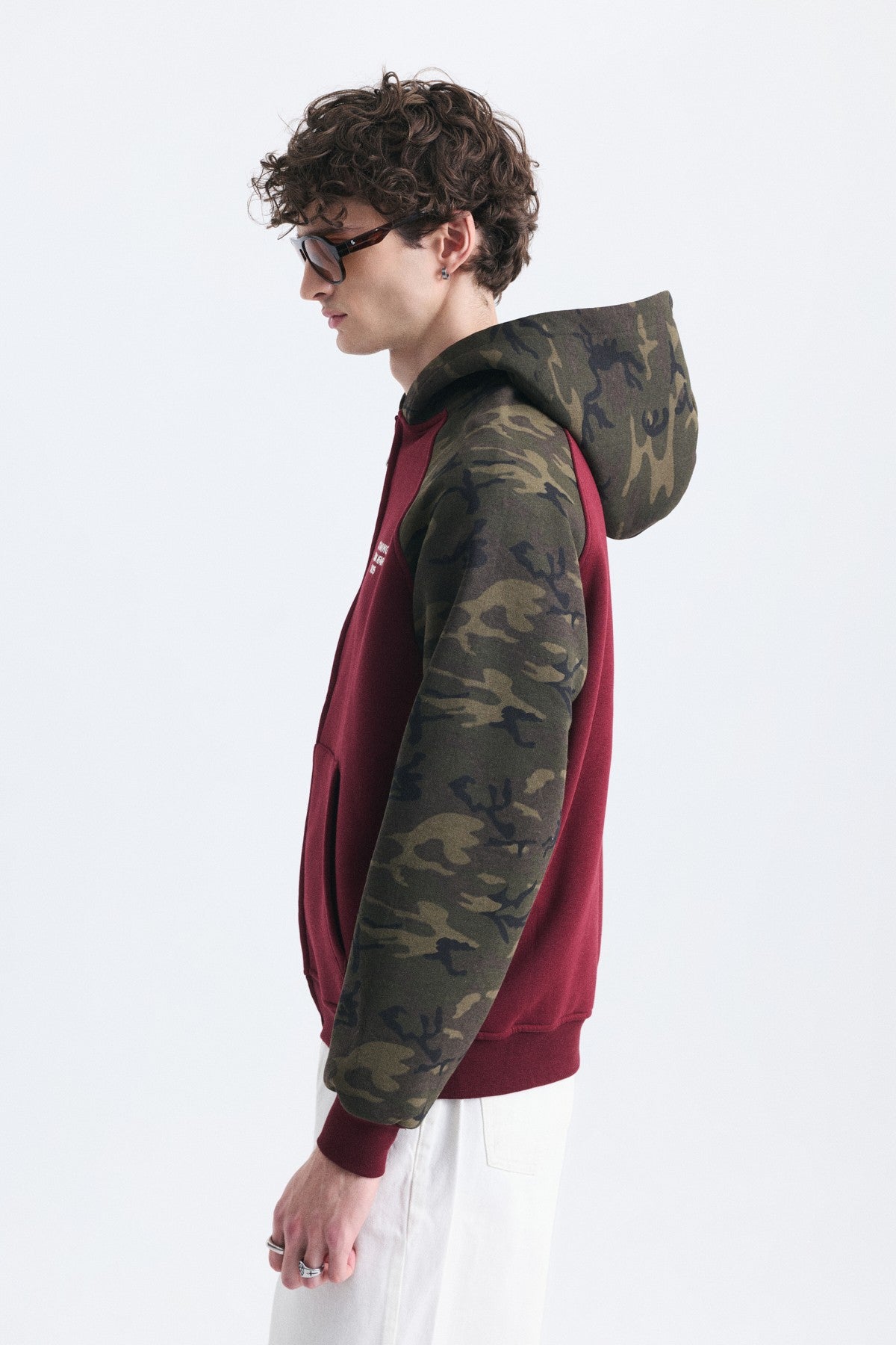 Kamuflaj Desenli Fermuarlı Sweatshirt