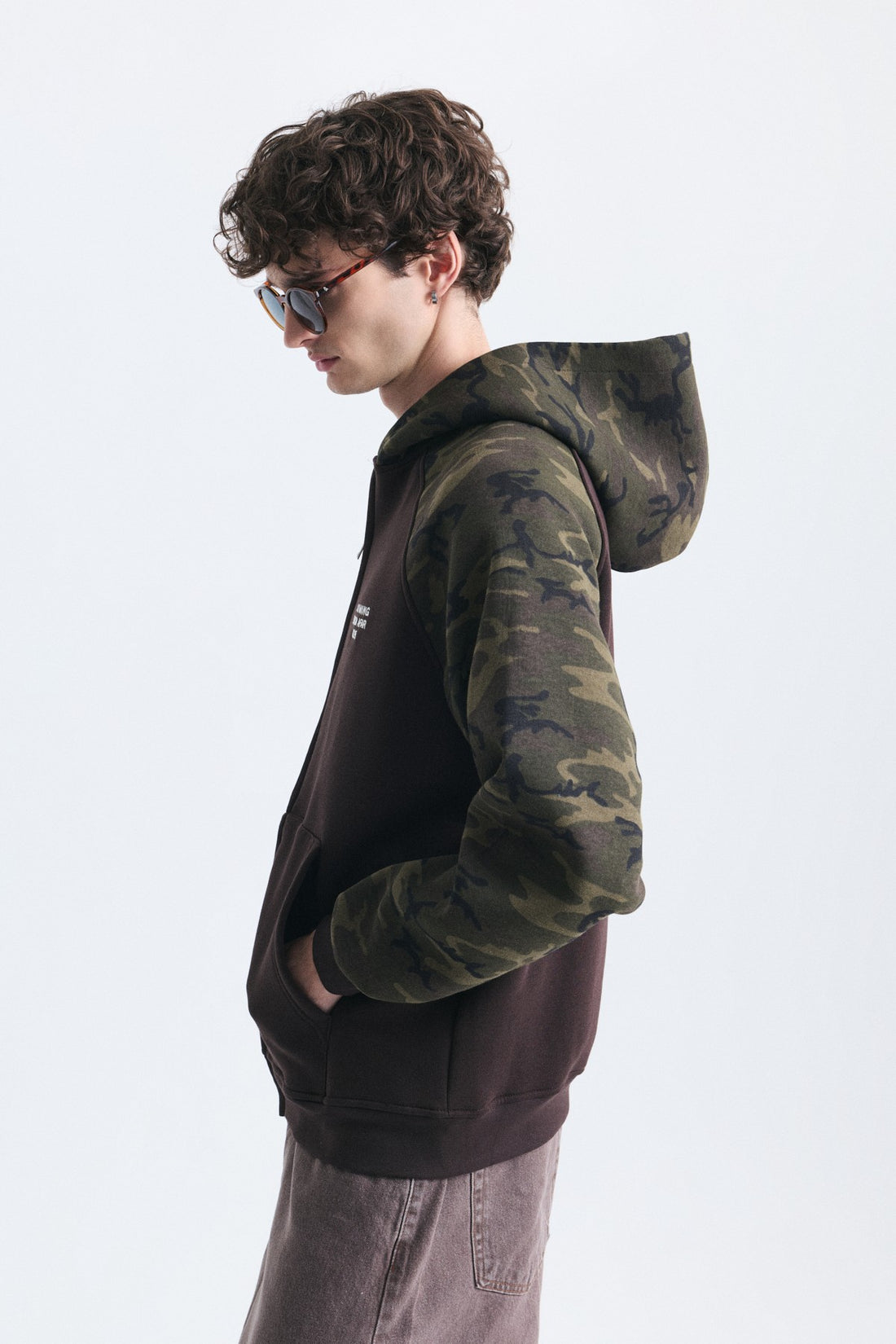 Kamuflaj Desenli Fermuarlı Sweatshirt