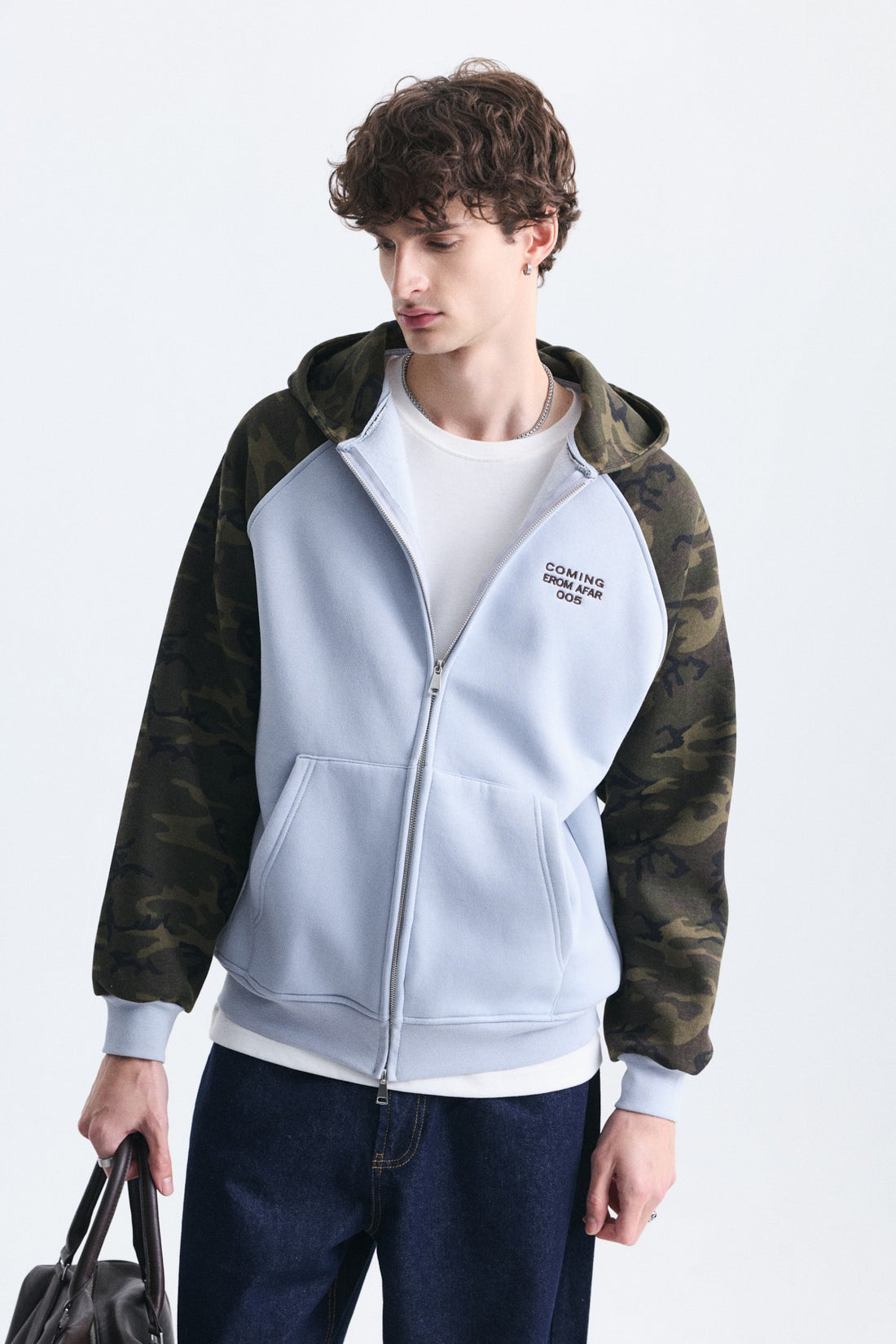 Kamuflaj Desenli Fermuarlı Sweatshirt