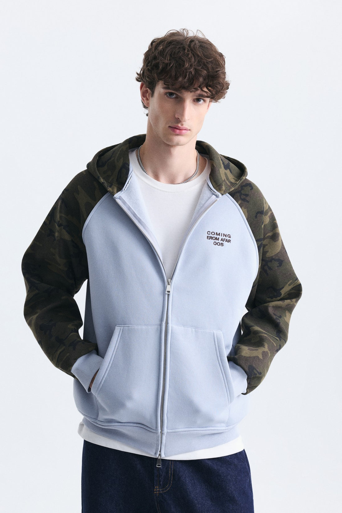 Kamuflaj Desenli Fermuarlı Sweatshirt