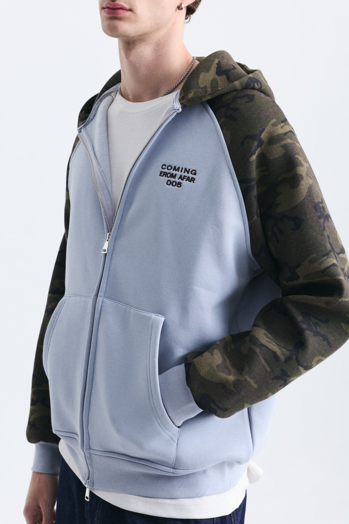 Kamuflaj Desenli Fermuarlı Sweatshirt