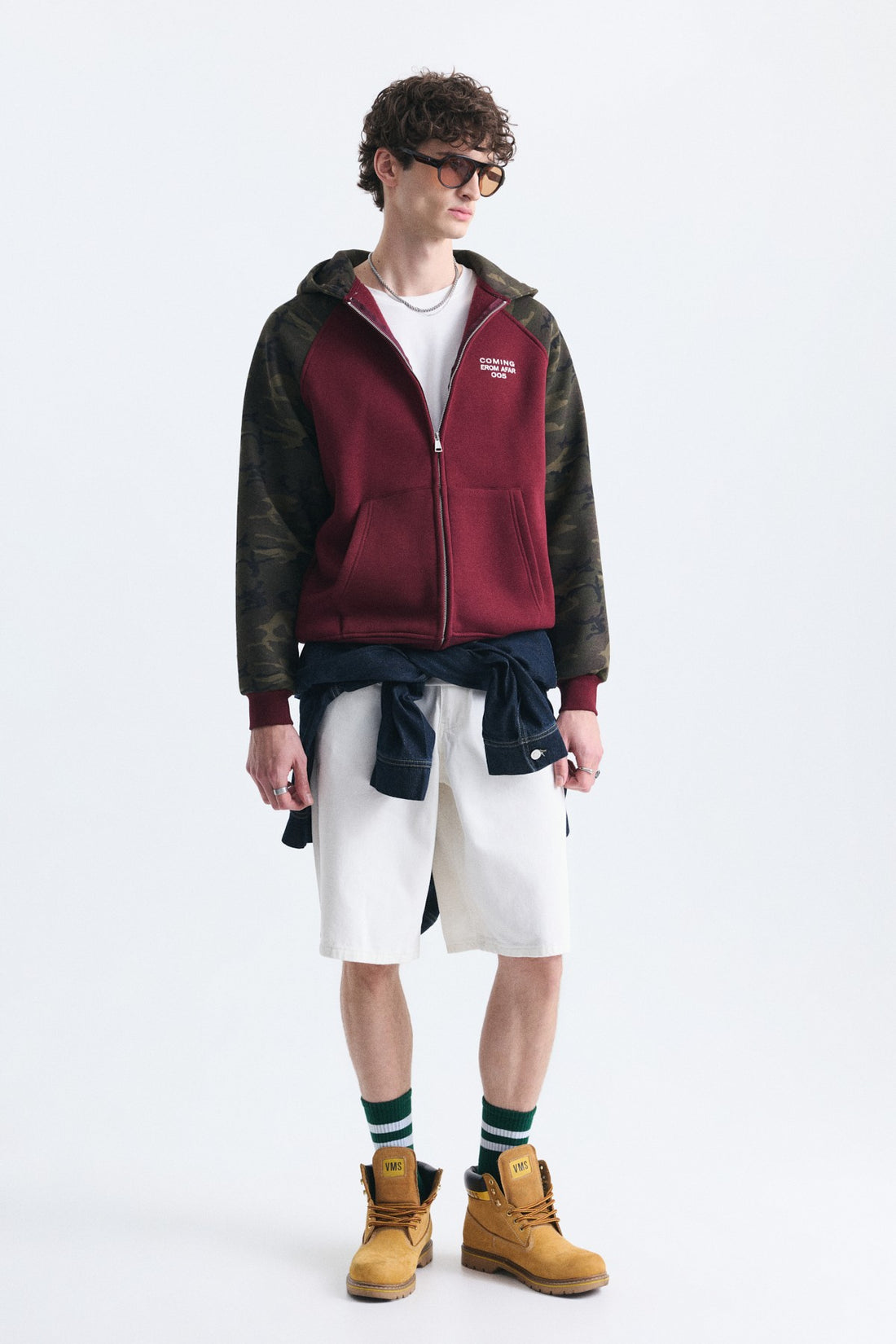 Kamuflaj Desenli Fermuarlı Sweatshirt