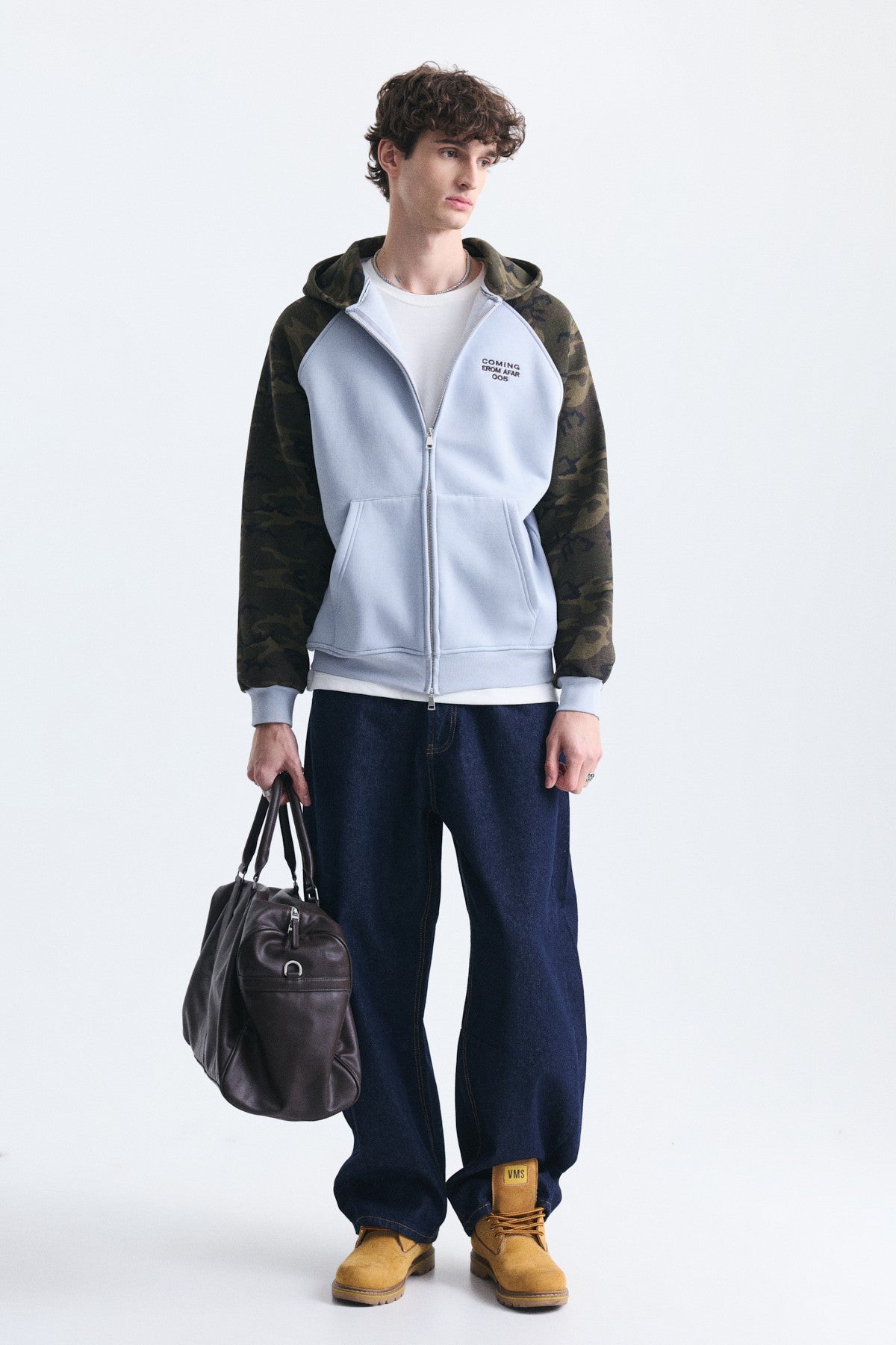 Kamuflaj Desenli Fermuarlı Sweatshirt