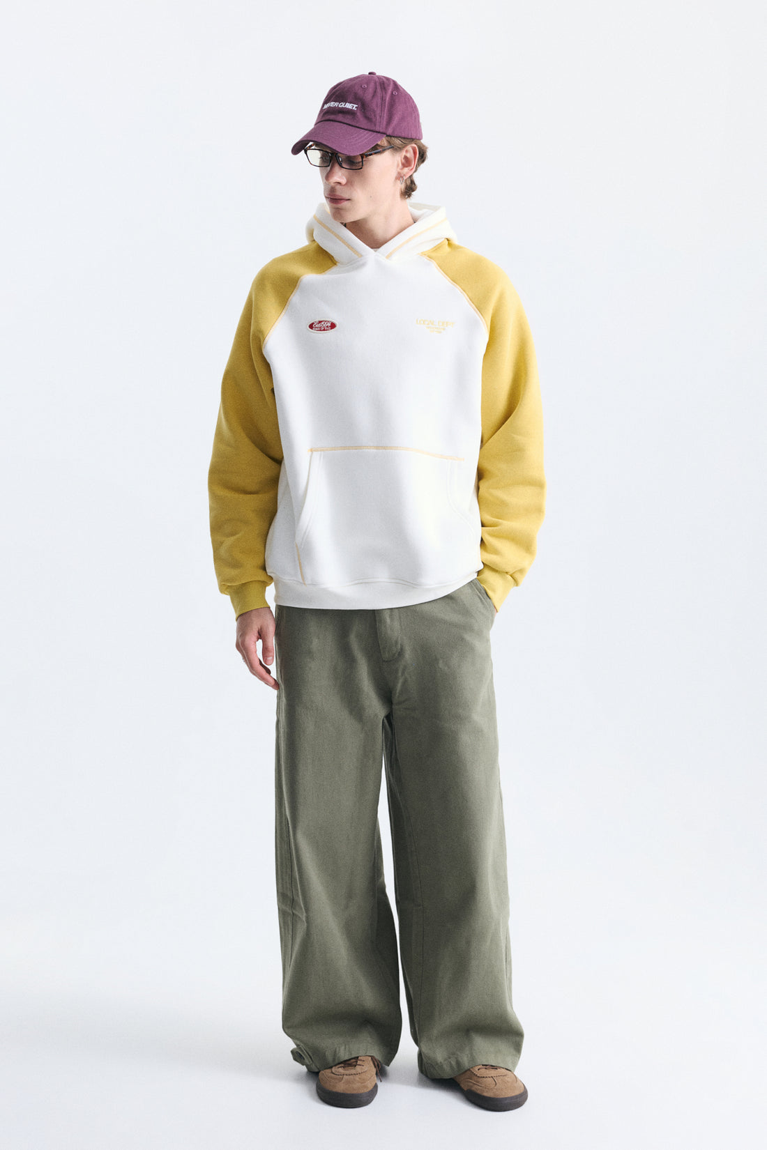Renk Bloklu Kanguru Cepli Kapüşonlu Sweatshirt