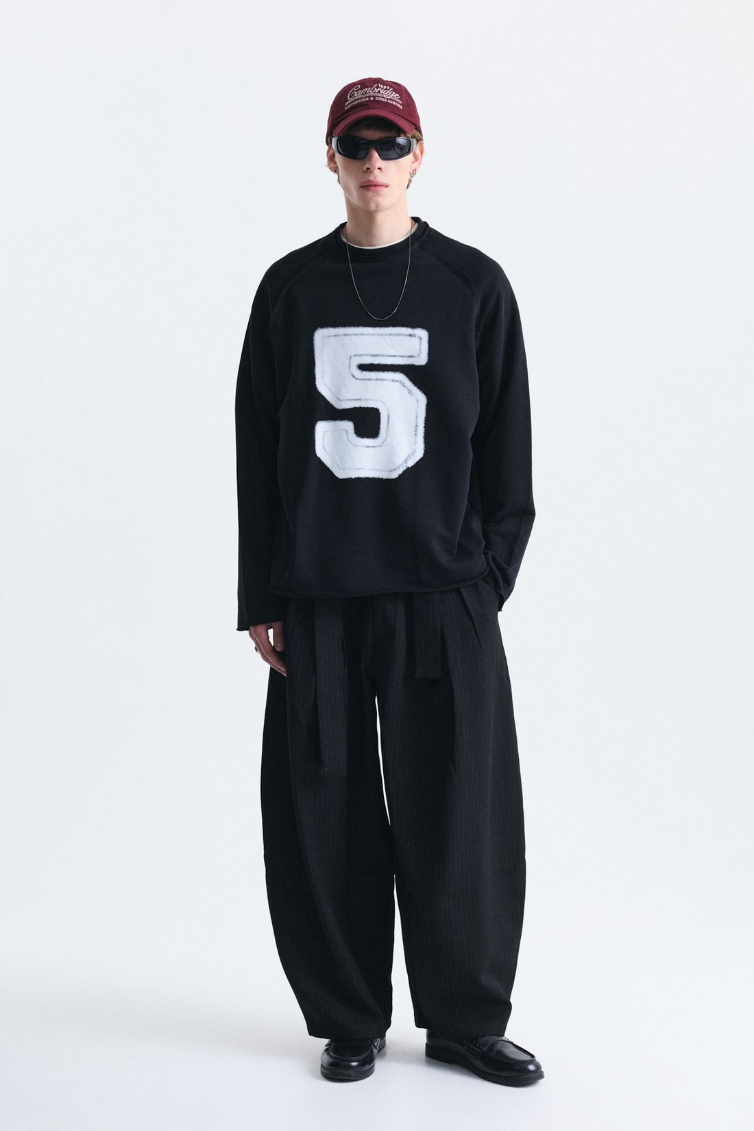 Oversize Rakam Baskılı Sweatshirt
