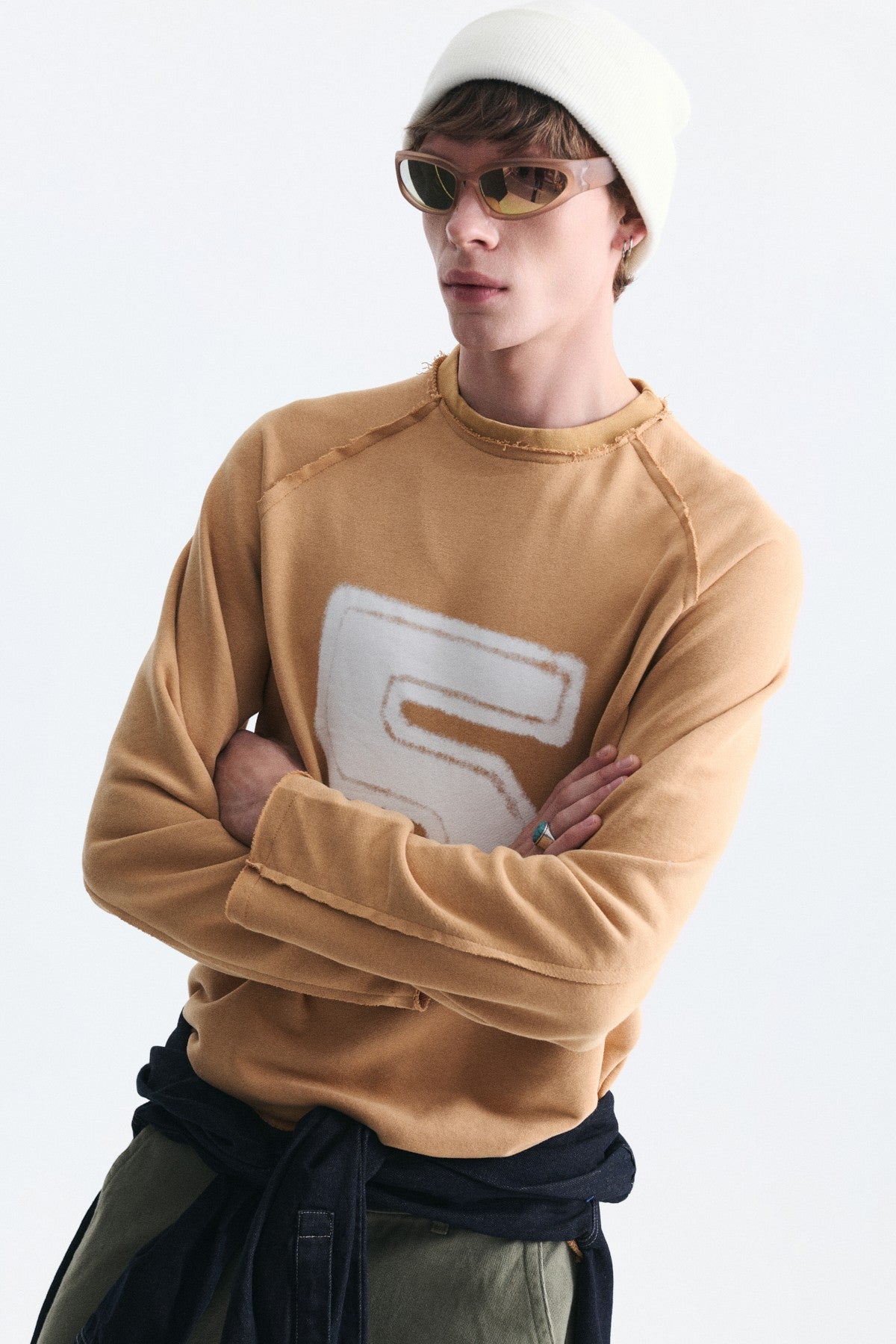 Oversize Rakam Baskılı Sweatshirt