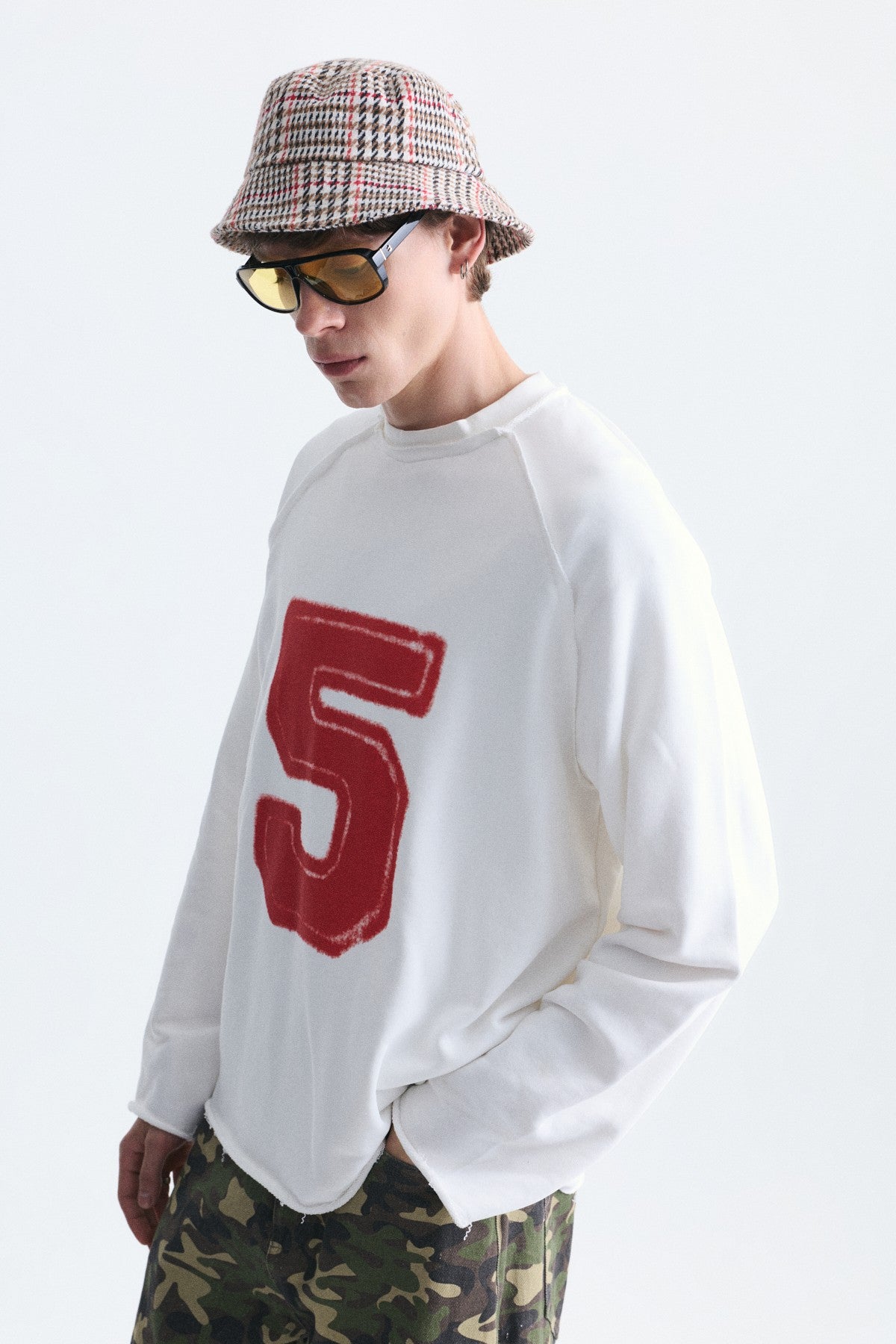 Oversize Rakam Baskılı Sweatshirt