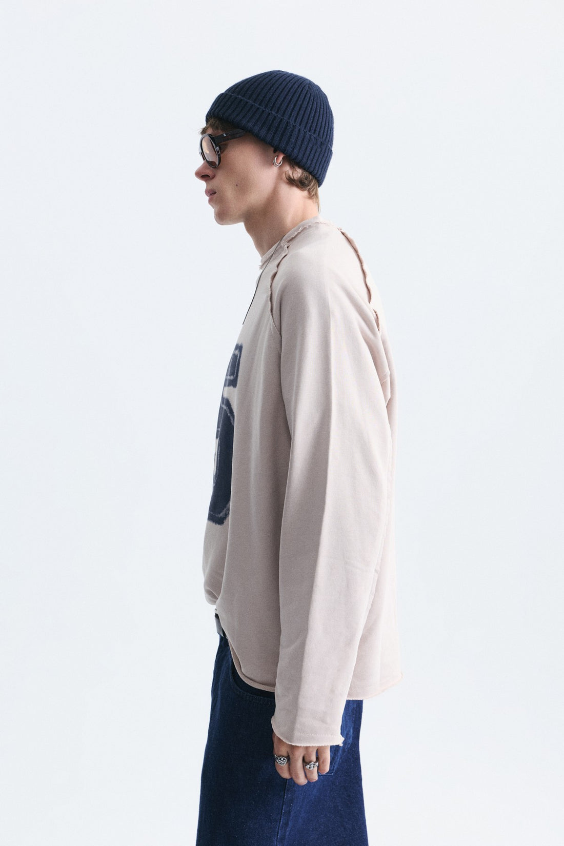 Oversize Rakam Baskılı Sweatshirt