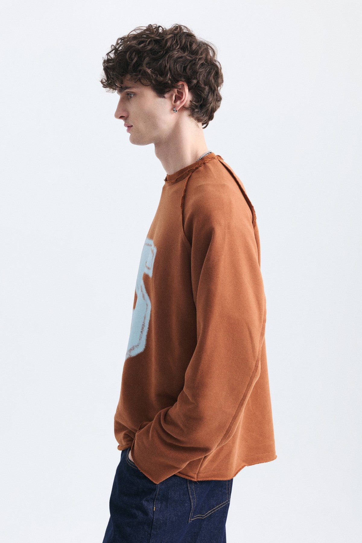 Oversize Rakam Baskılı Sweatshirt
