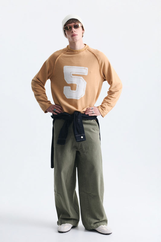 Oversize Rakam Baskılı Sweatshirt
