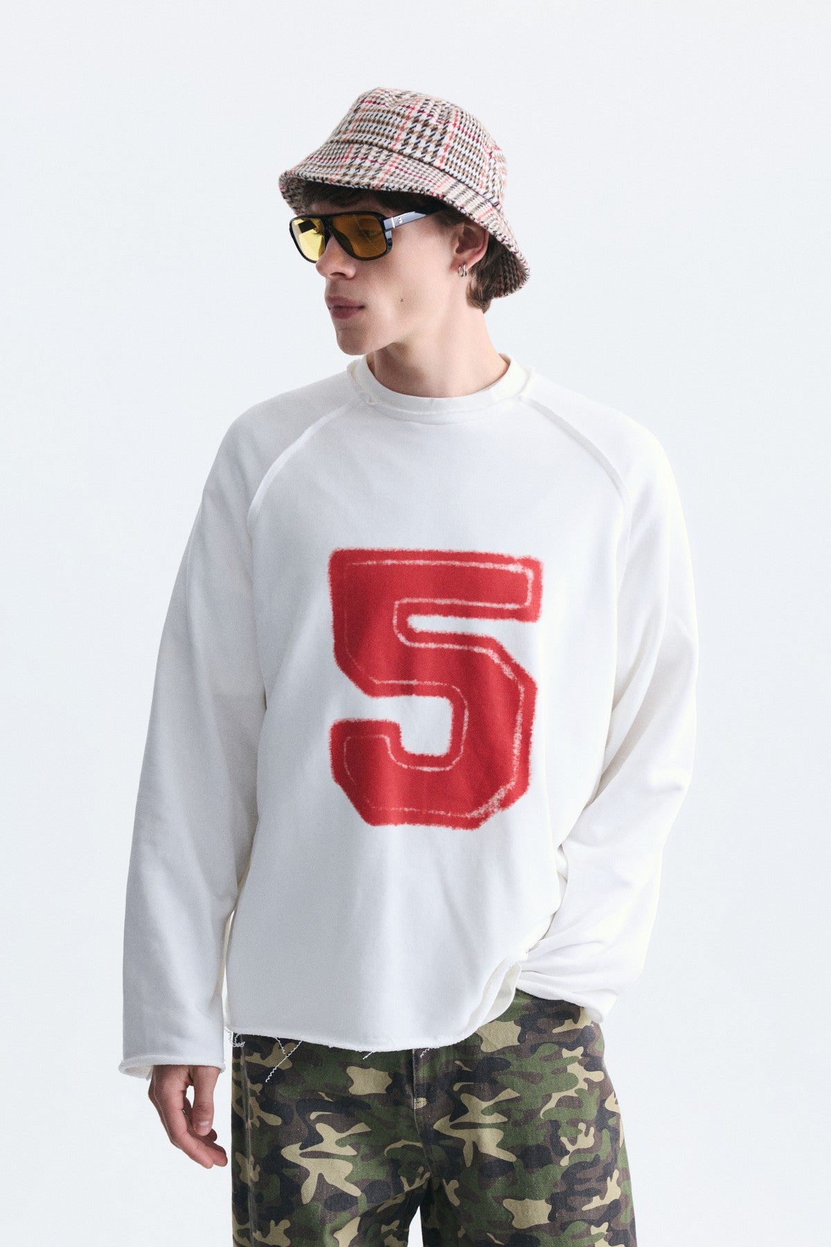 Oversize Rakam Baskılı Sweatshirt