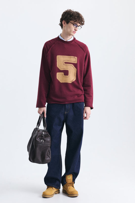 Oversize Rakam Baskılı Sweatshirt