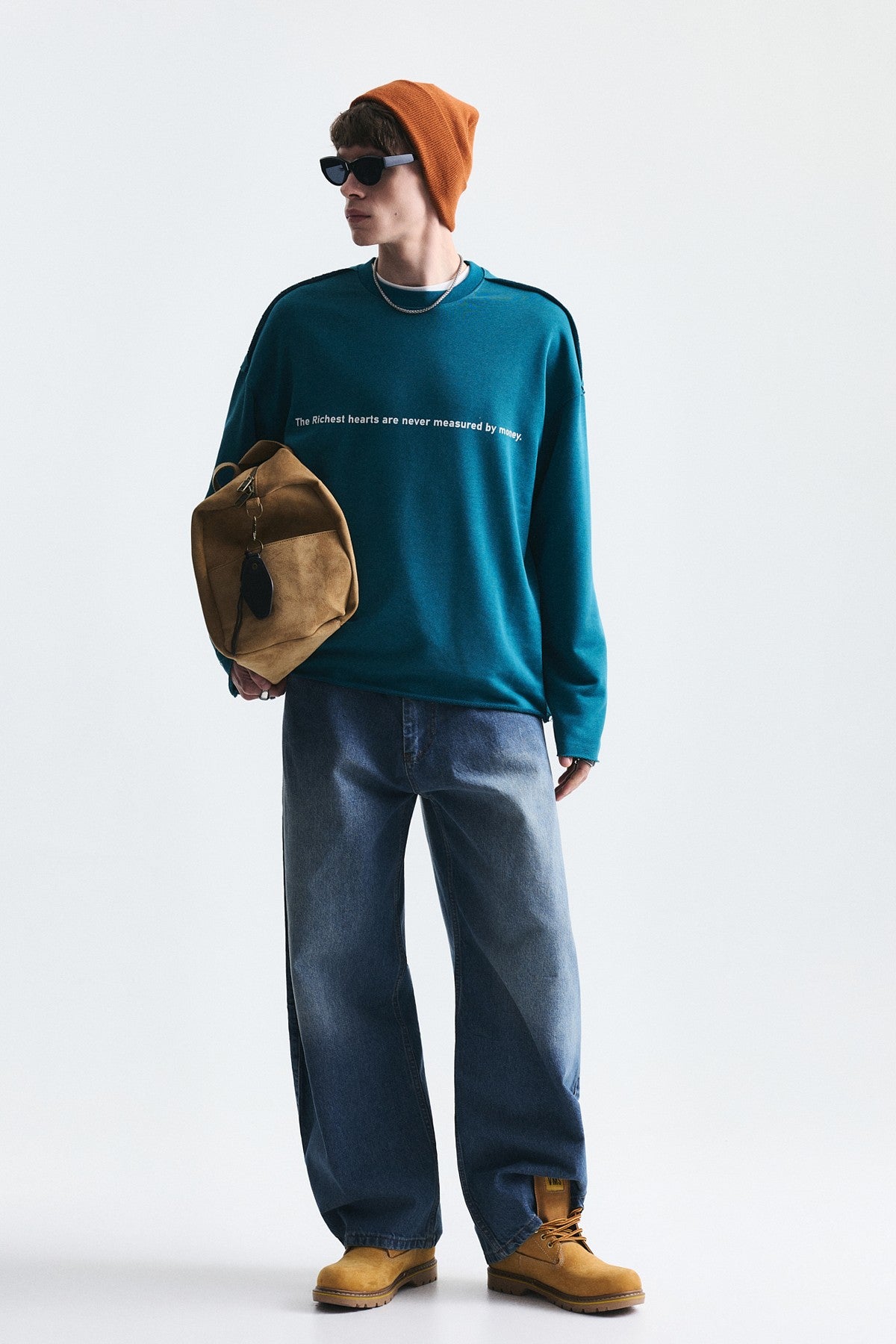 Oversize Yazılı Sweatshirt