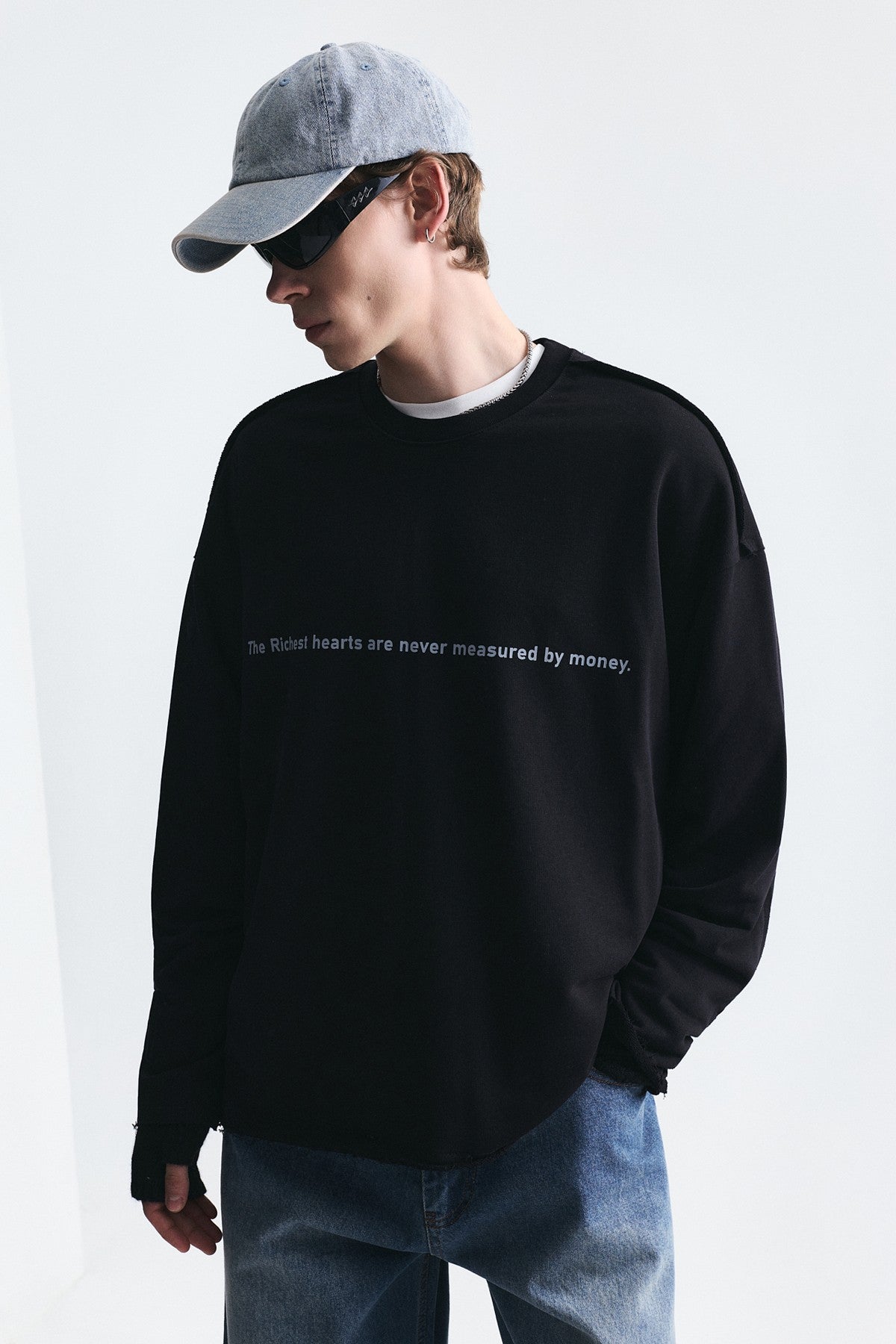 Oversize Yazılı Sweatshirt