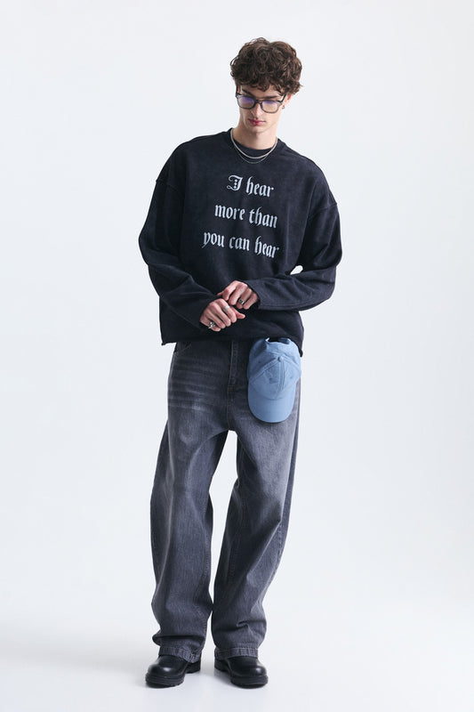 Boxy Fit Yazılı Sweatshirt