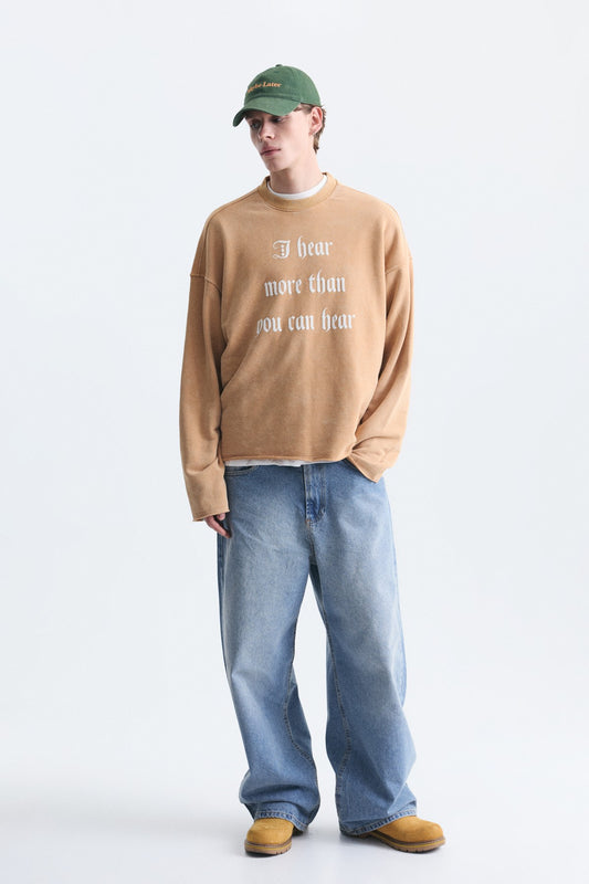 Boxy Fit Yazılı Sweatshirt